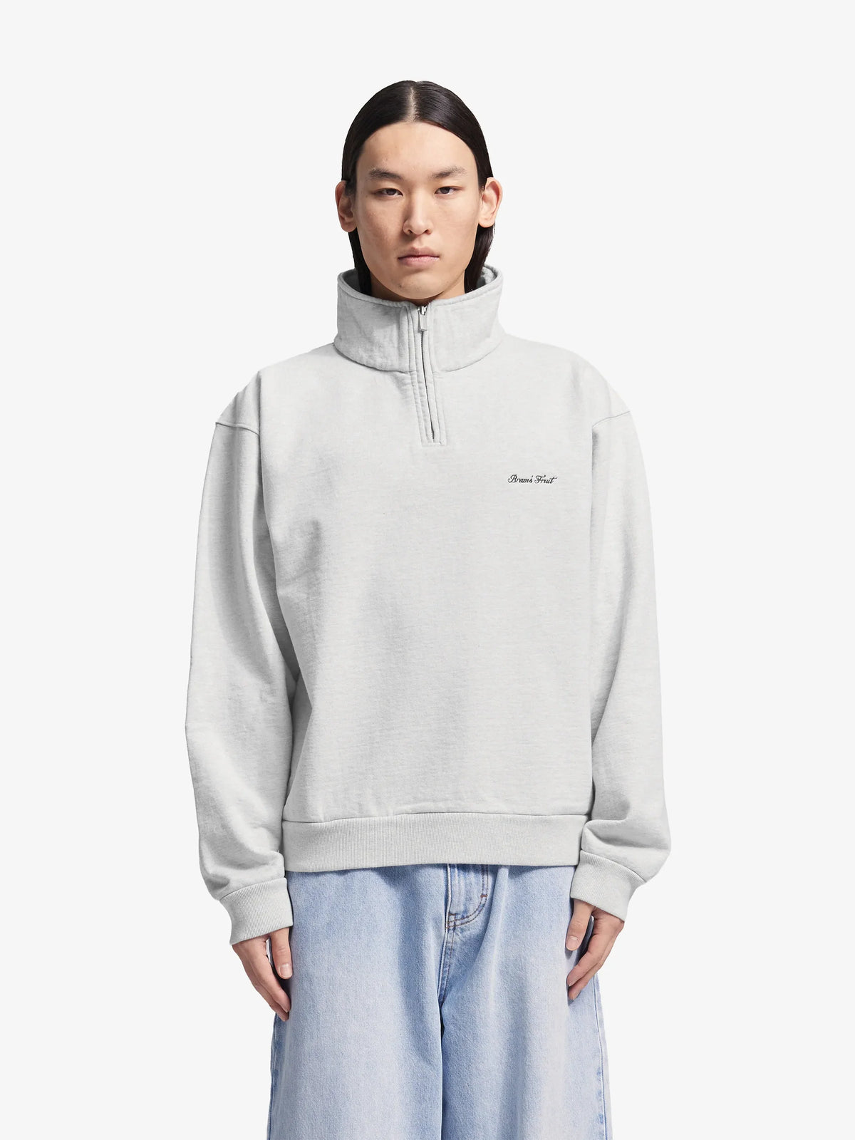 Bram's Fruit: Script Logo Quarter Zip - Beige