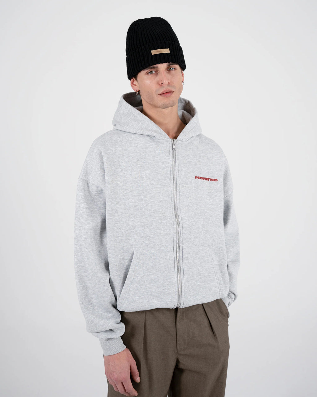 Prohibited: 10119 Zip-Hoodie Grey Melange