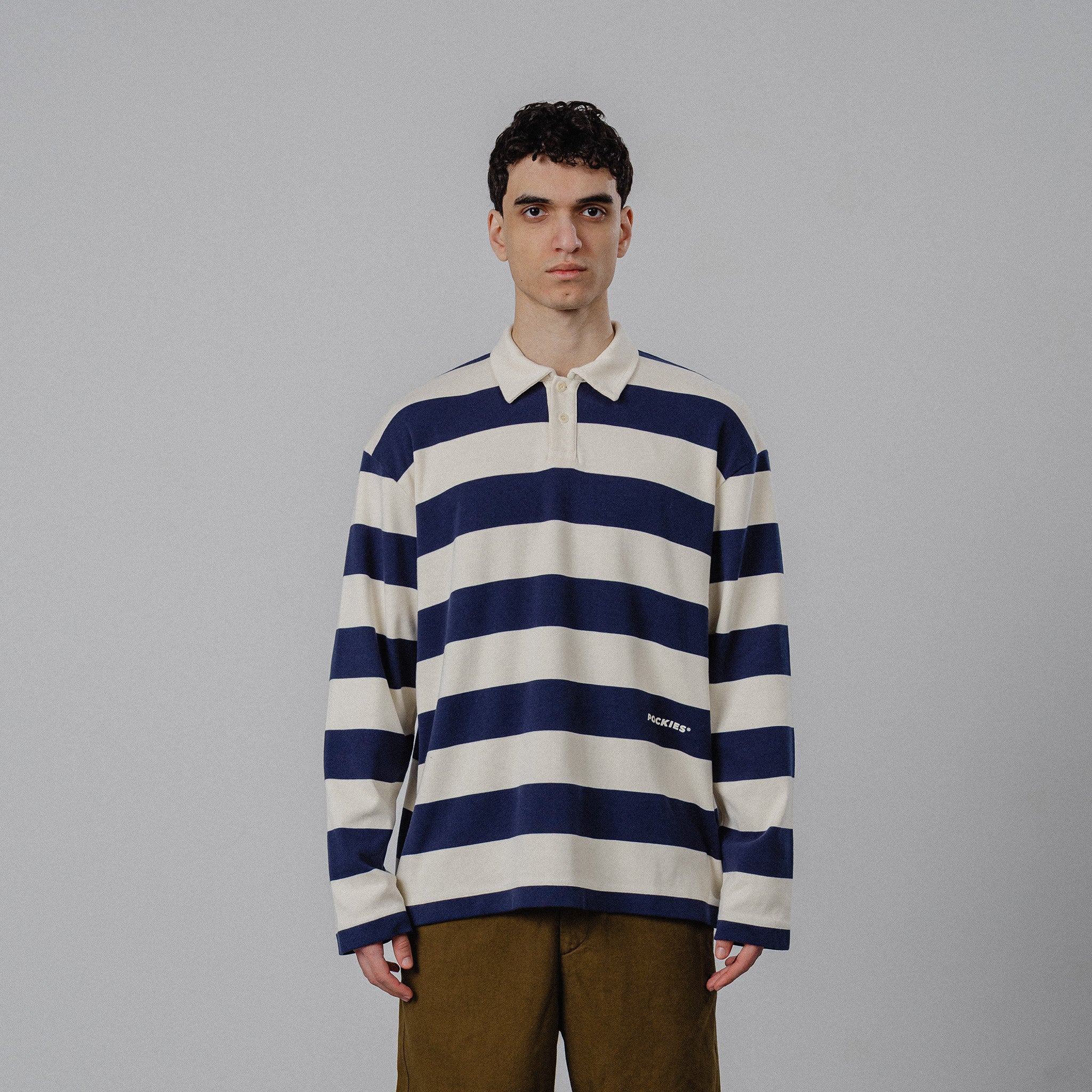 Pockies: Striped Longsleeve Polo - Navy