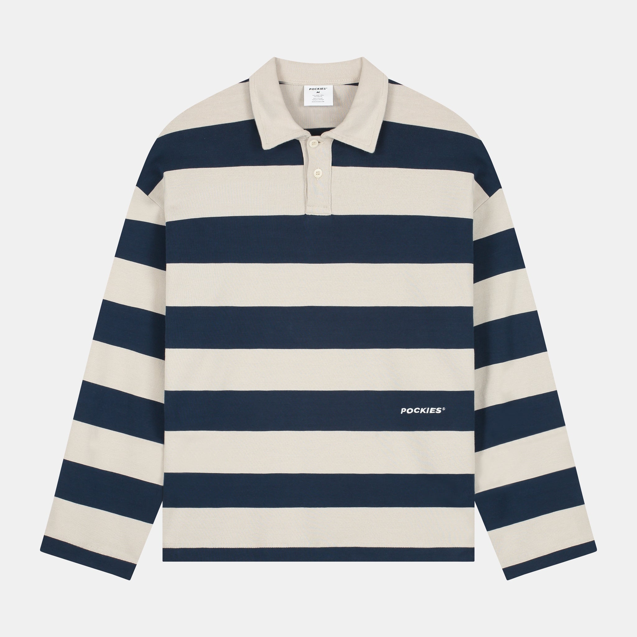 Pockies: Striped Longsleeve Polo - Navy
