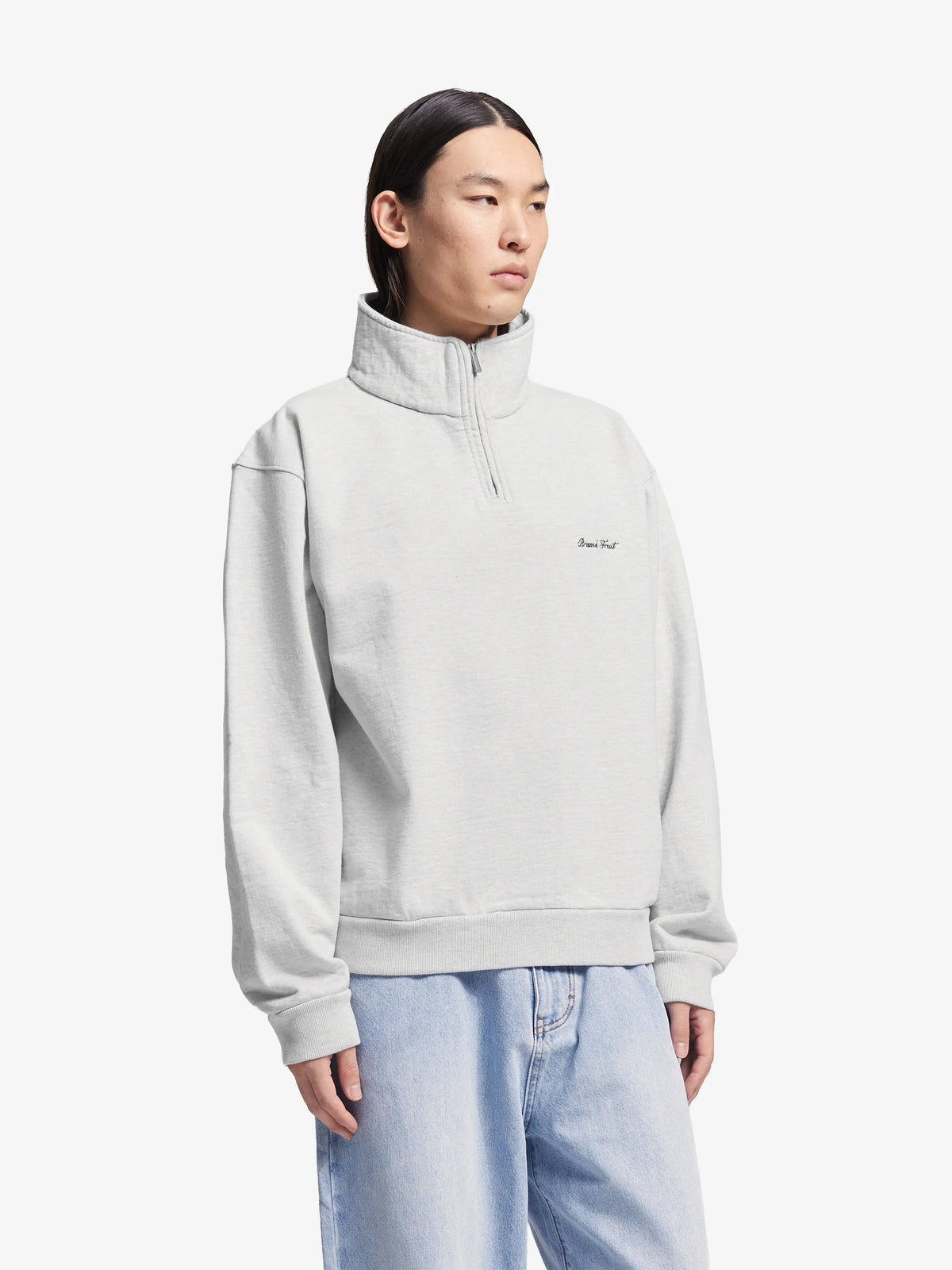 Bram's Fruit: Script Logo Quarter Zip - Beige
