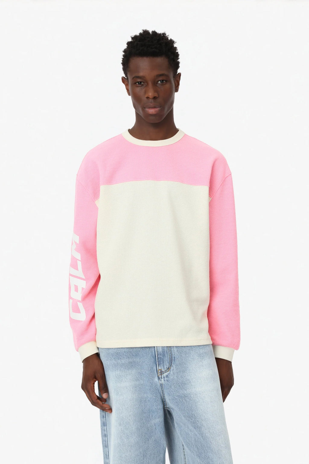 CALM: Waffle Longsleeve - Pink/Cream