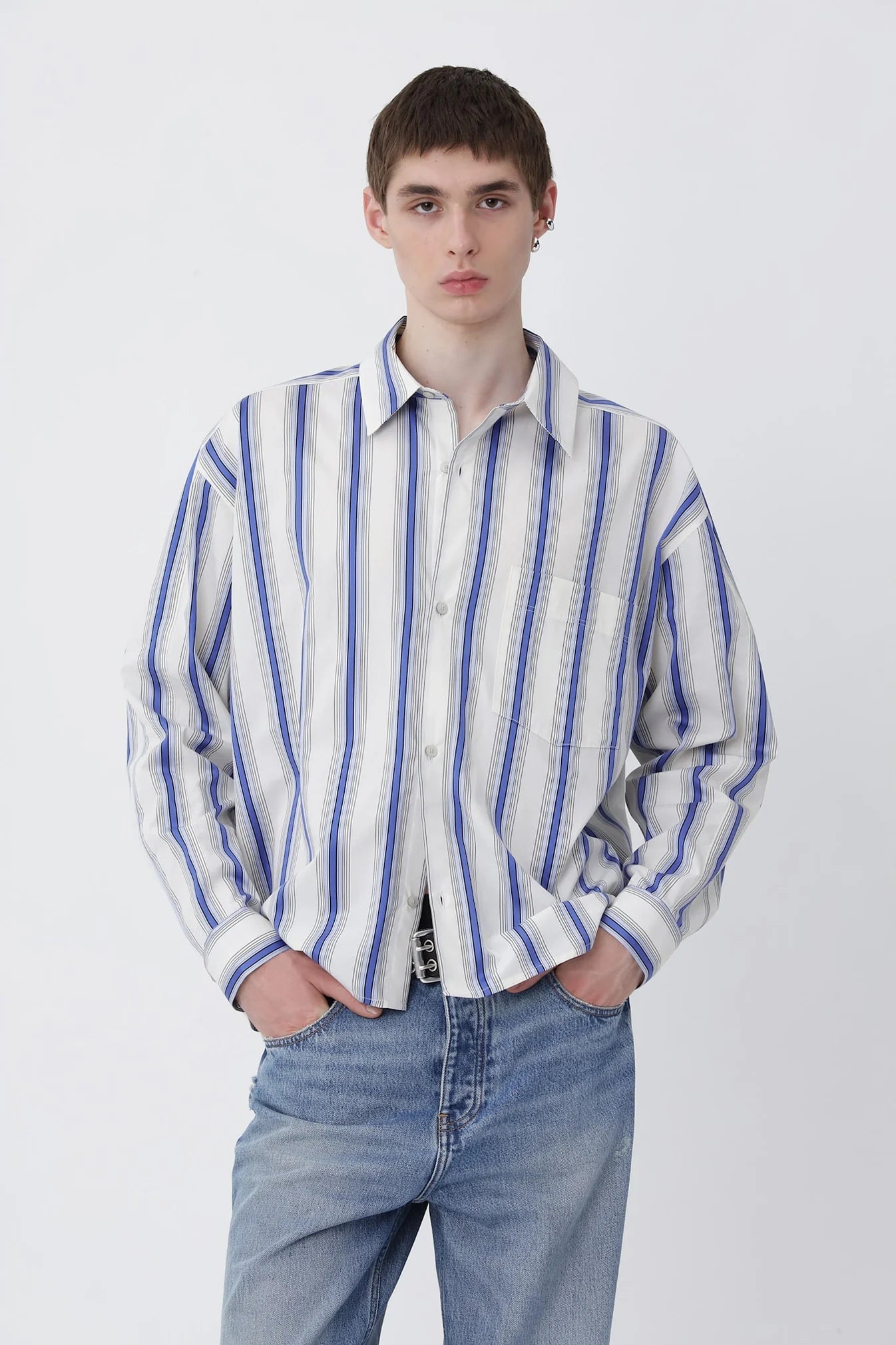 Won Hundred: Maza Panel Shirt - White/Blue