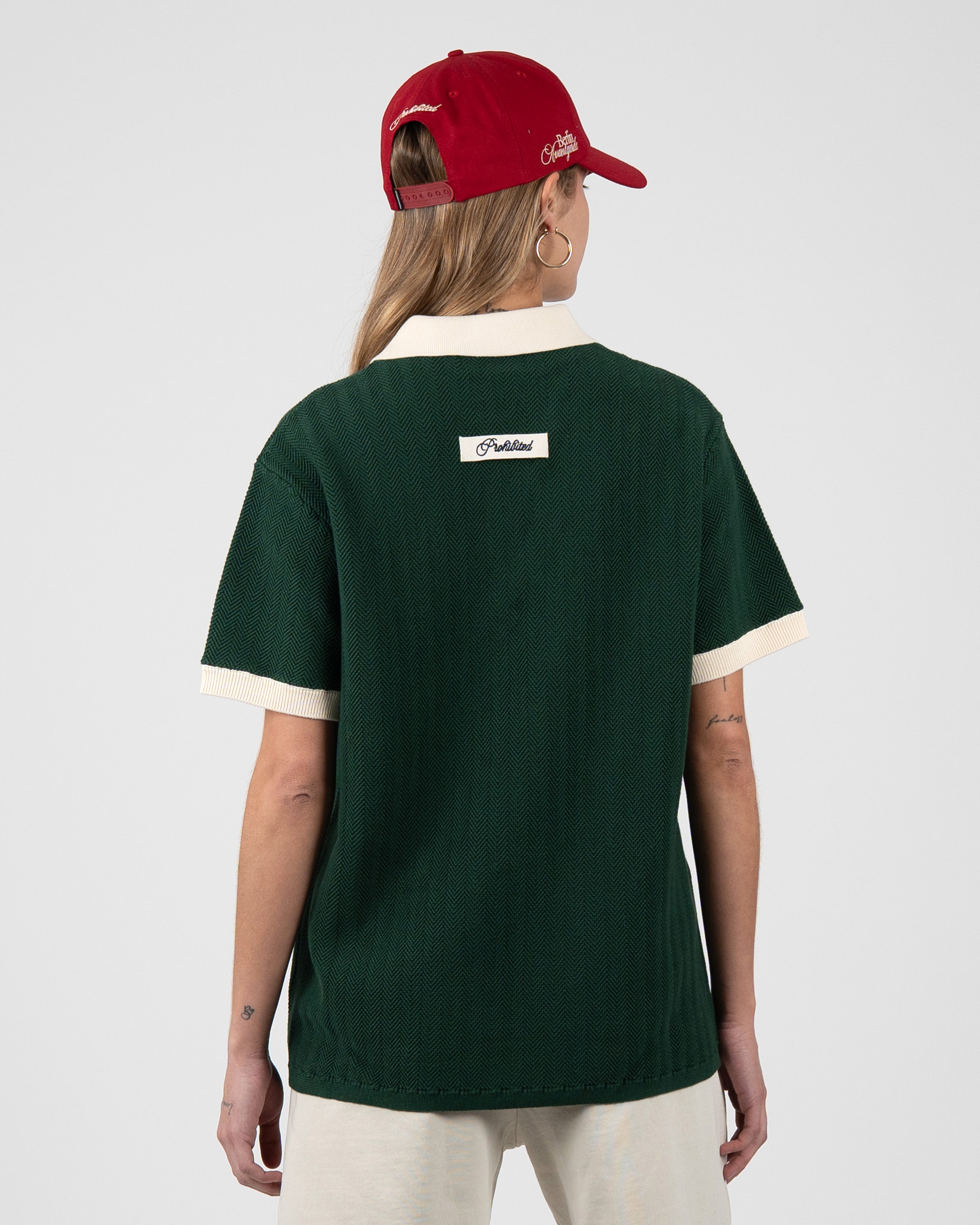 Prohibited: Off Season Knit Polo Dark Green