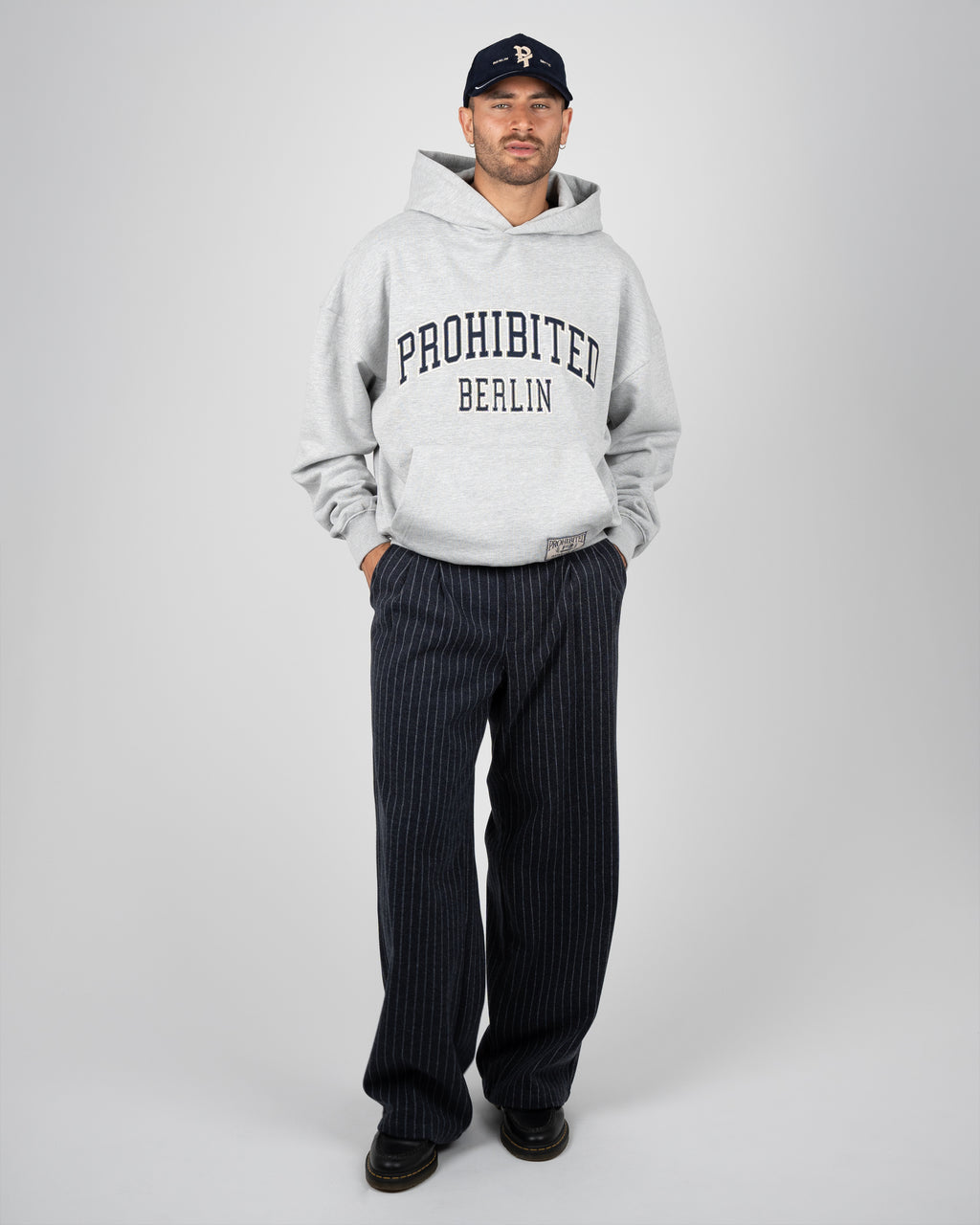 Prohibited: Revival Pinstripe Pleated Pants - Blueish Grey