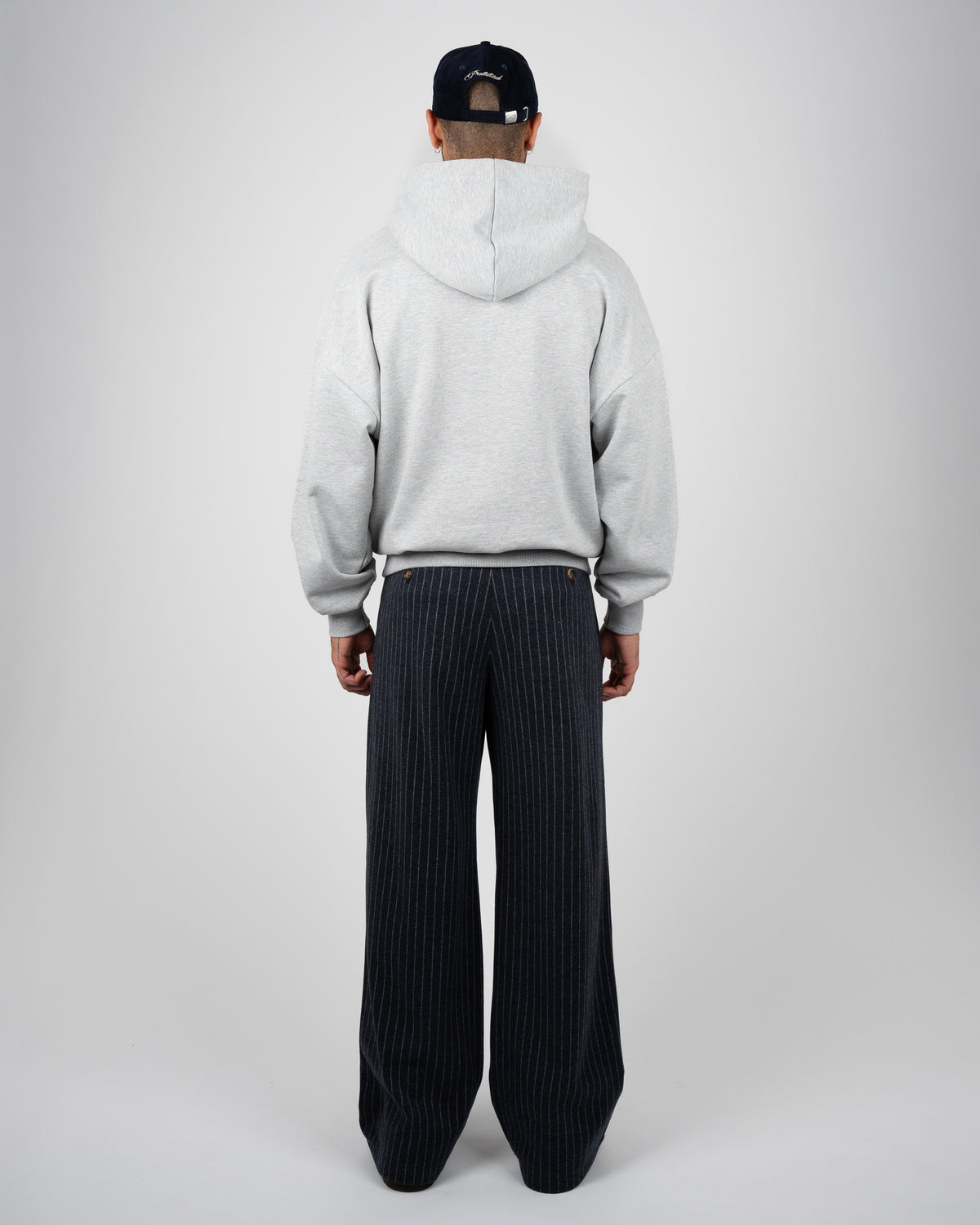 Prohibited: Revival Pinstripe Pleated Pants - Blueish Grey