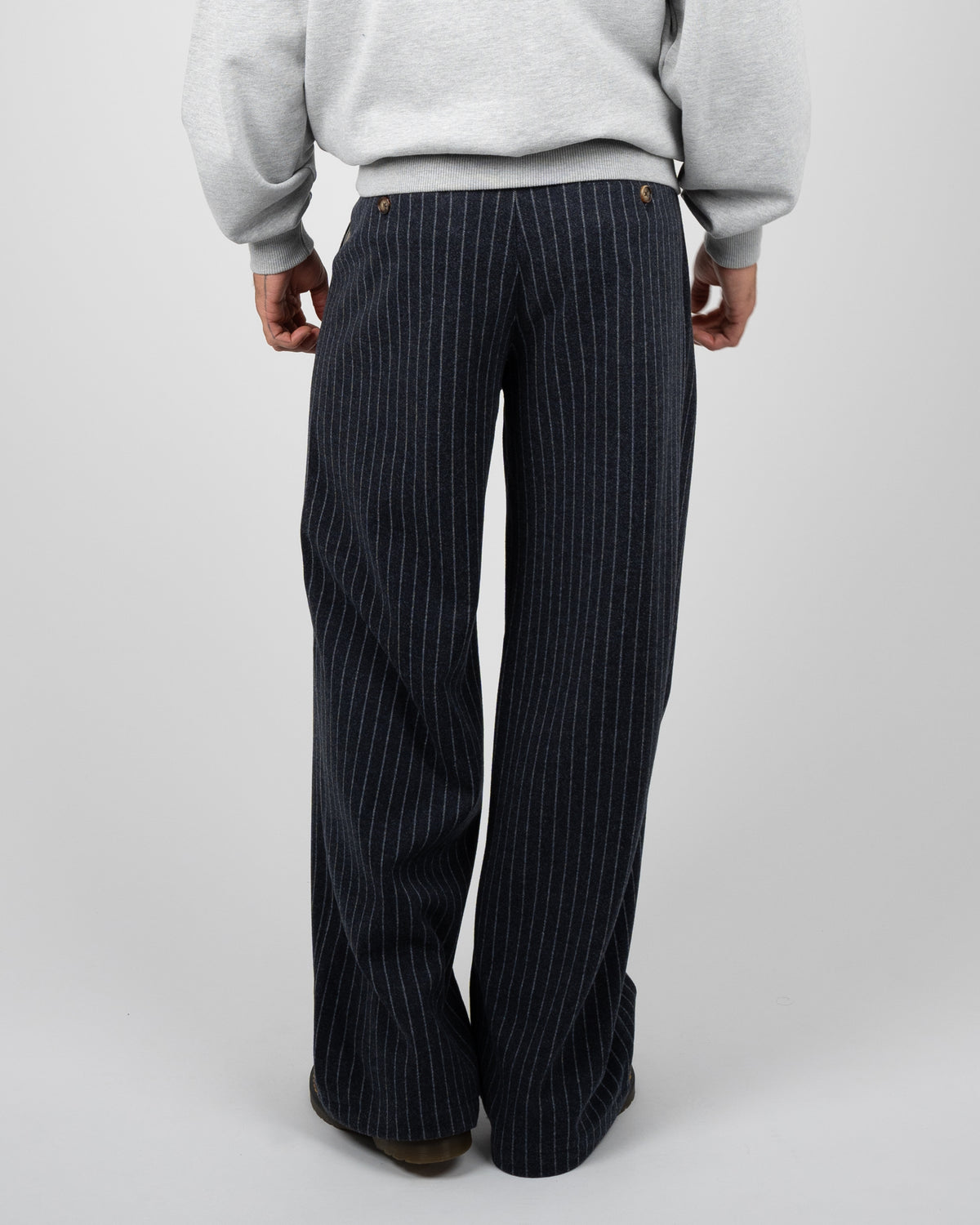 Prohibited: Revival Pinstripe Pleated Pants - Blueish Grey