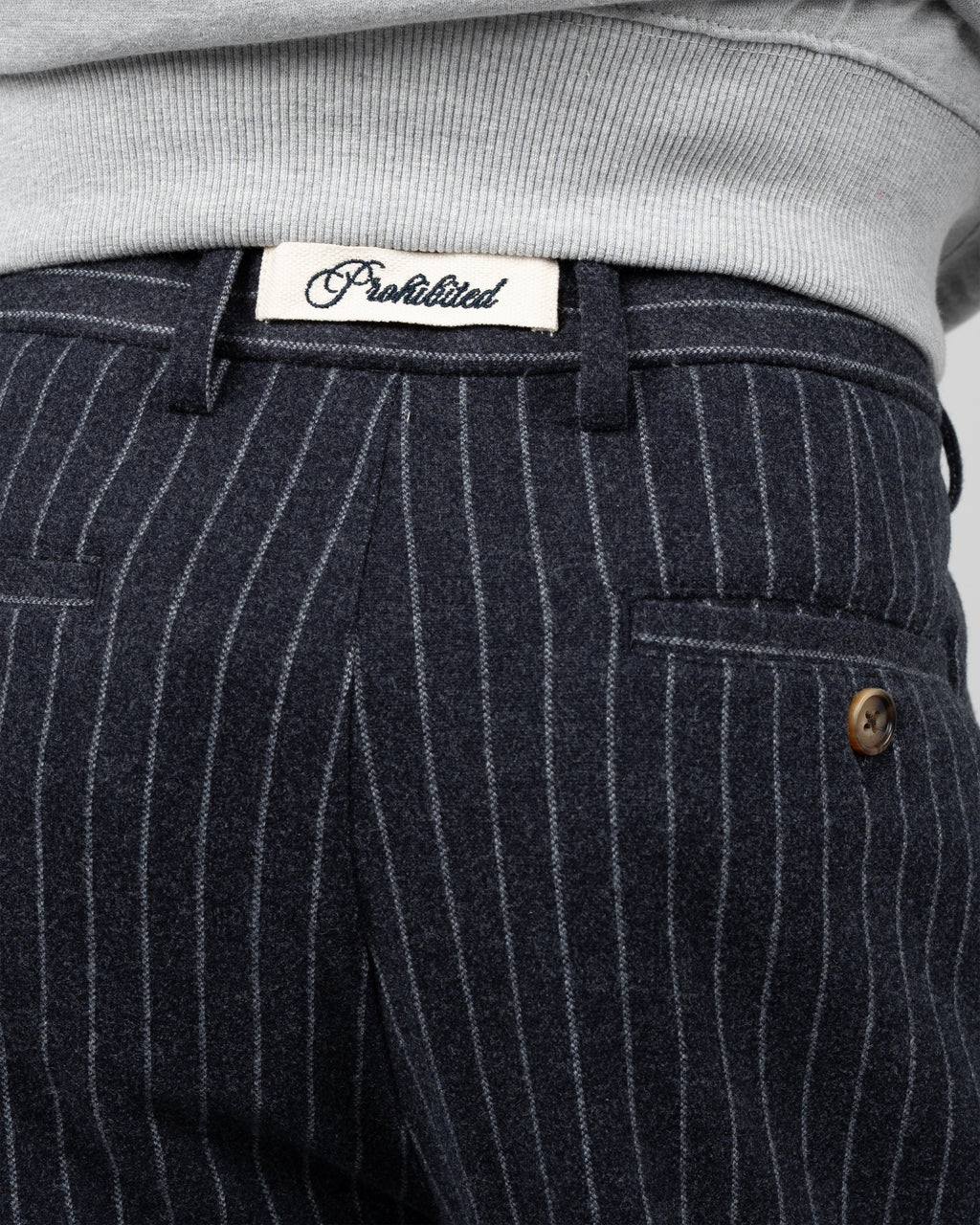 Prohibited: Revival Pinstripe Pleated Pants - Blueish Grey
