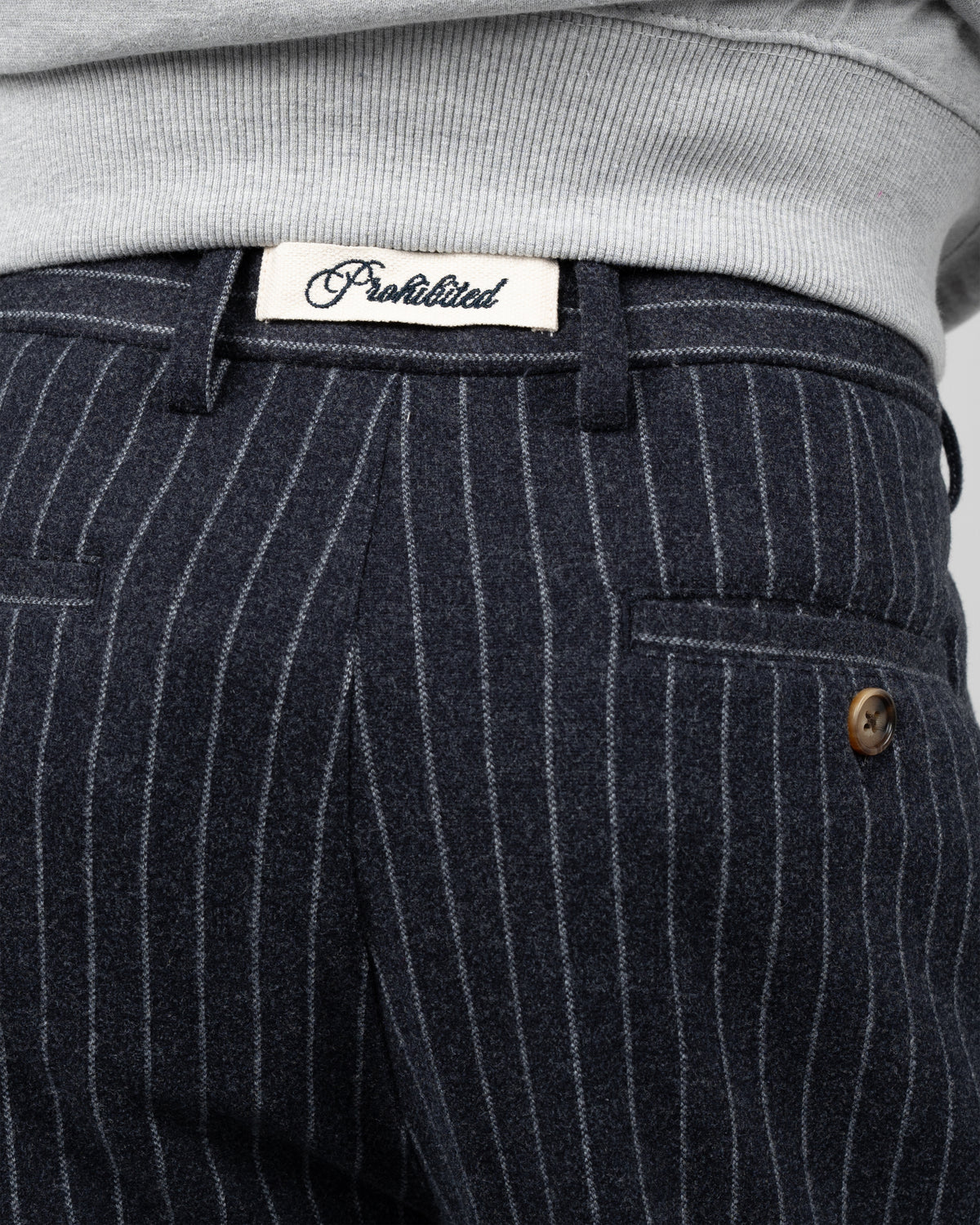 Prohibited: Revival Pinstripe Pleated Pants - Blueish Grey