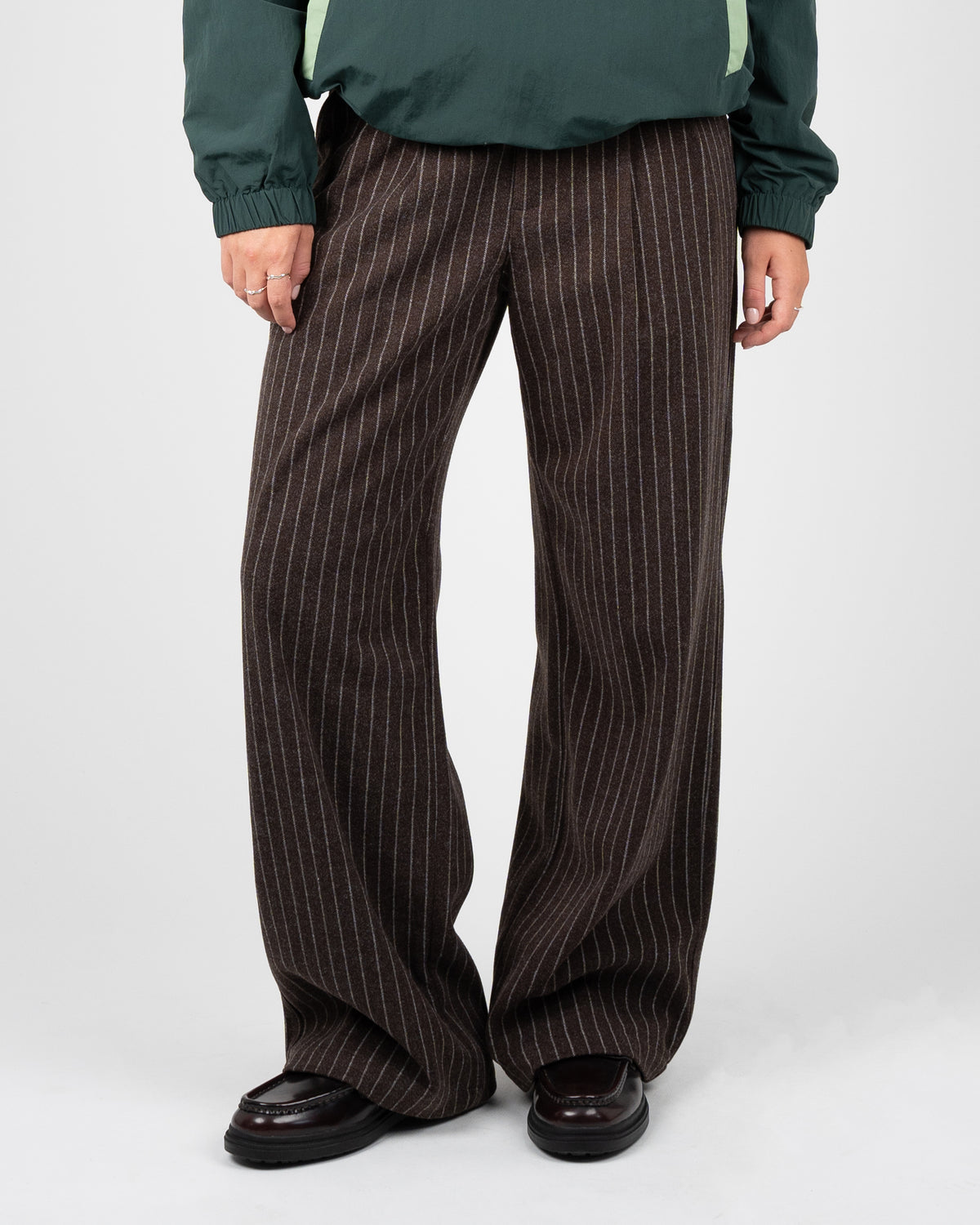 Prohibited: Revival Pinstripe Pleated Pants - Brown
