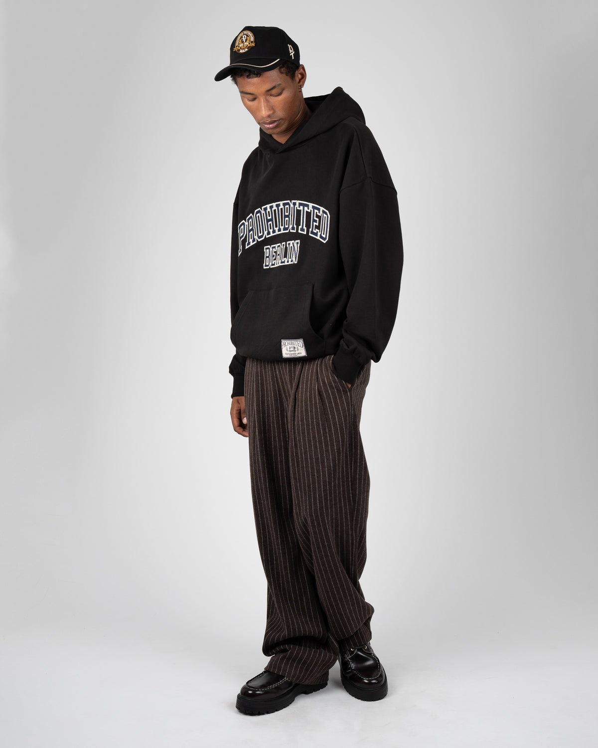 Prohibited: Revival Pinstripe Pleated Pants - Brown