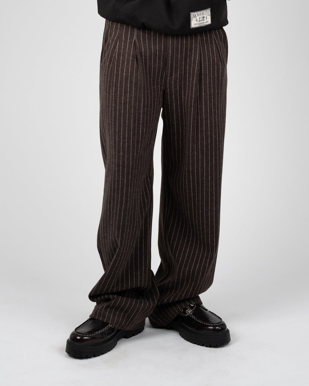 Prohibited: Revival Pinstripe Pleated Pants - Brown