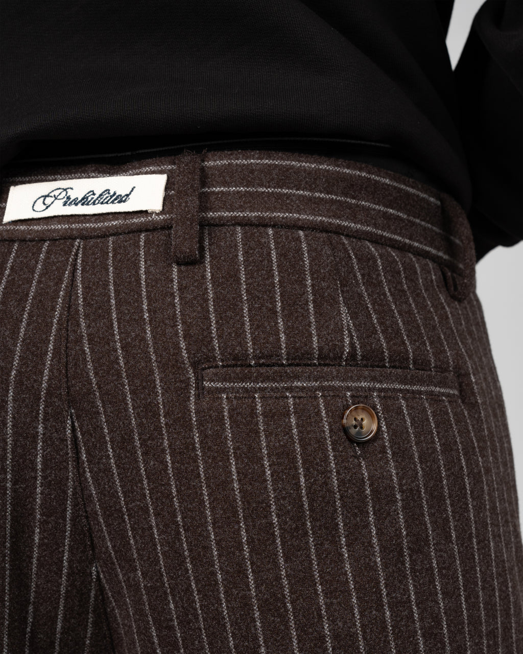 Prohibited: Revival Pinstripe Pleated Pants - Brown