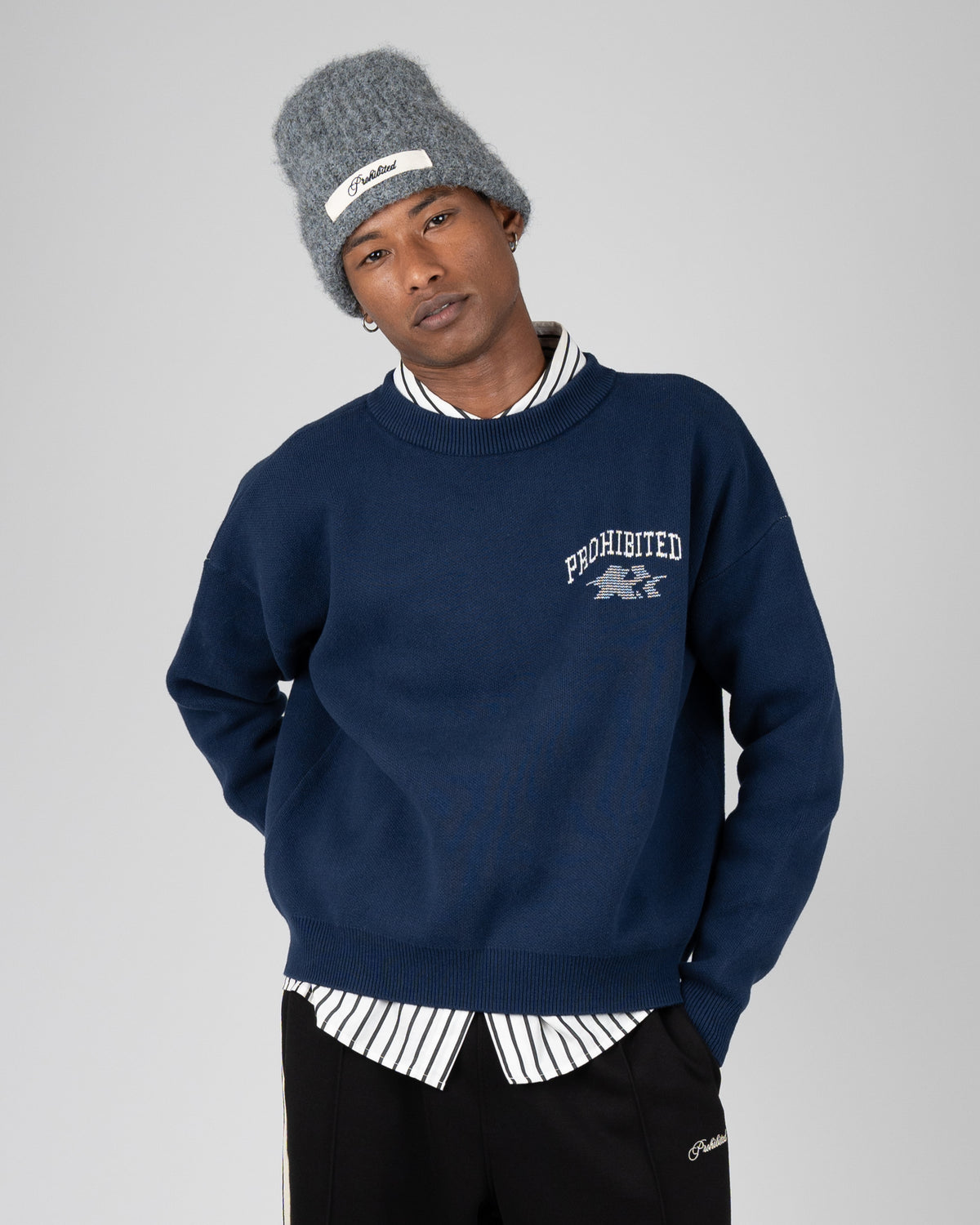 Prohibited: Avantgard Knit Sweater - Navy