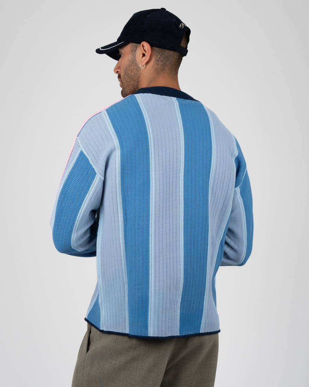 Prohibited: Striped Team Knit Trikot - Light Blue