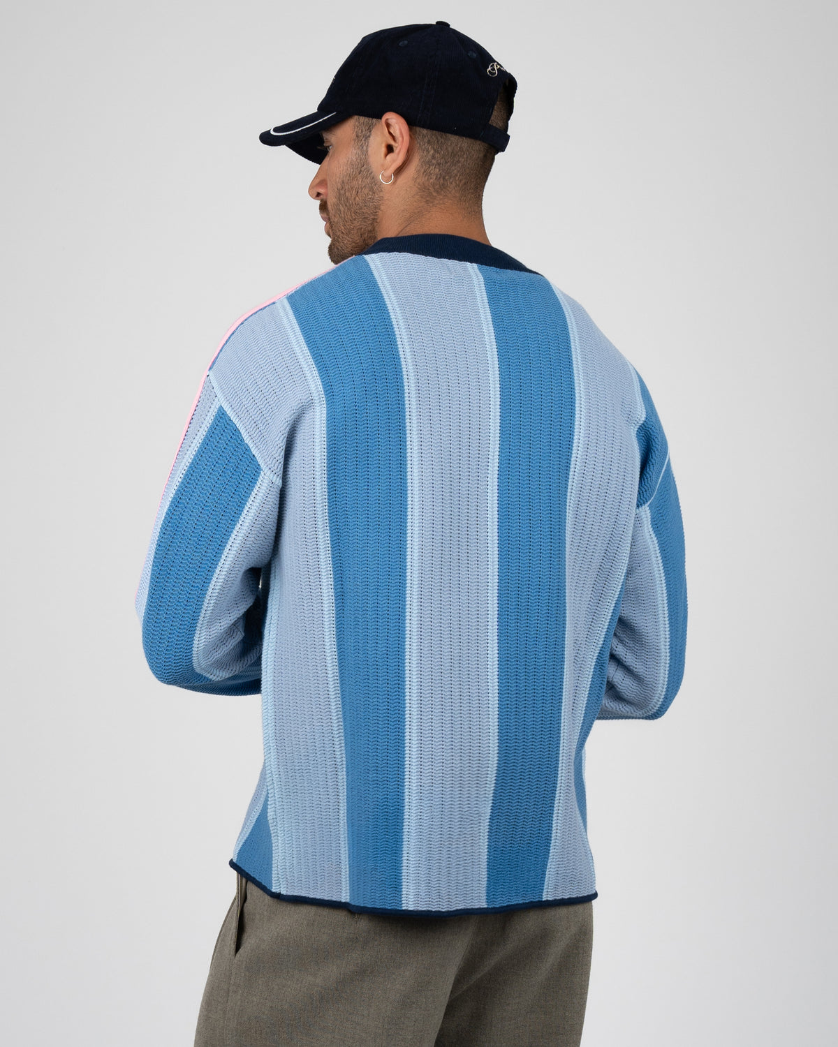 Prohibited: Striped Team Knit Trikot - Light Blue