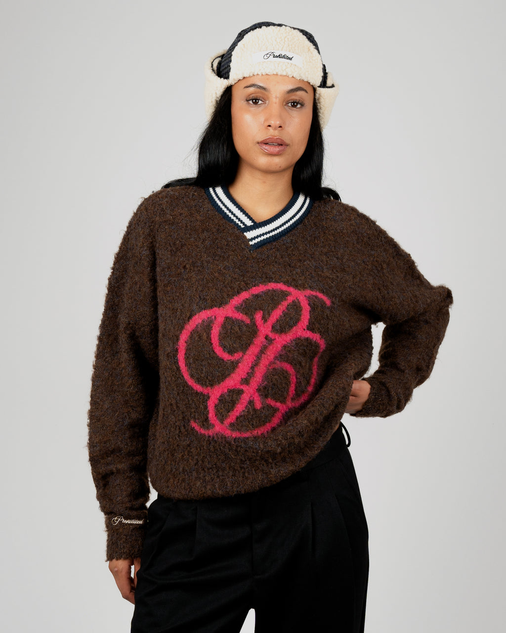 Prohibited: Fuzzy knit Sweater - Mud Brown