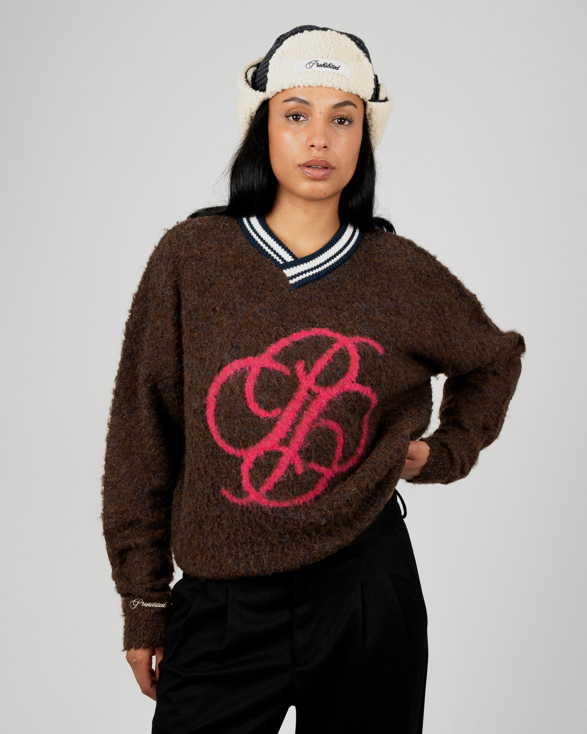 Prohibited: Fuzzy knit Sweater - Mud Brown