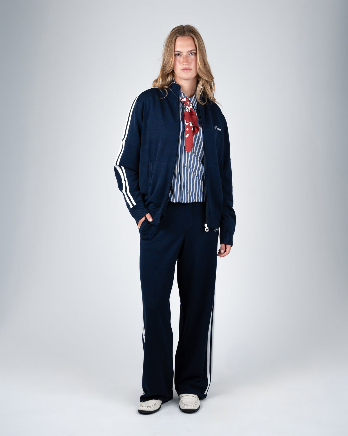 Prohibited: Varsity Knitted Trackpants - Navy