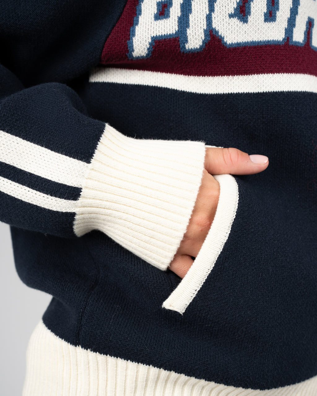 Prohibited: Letterman Knit Jacket - Navy
