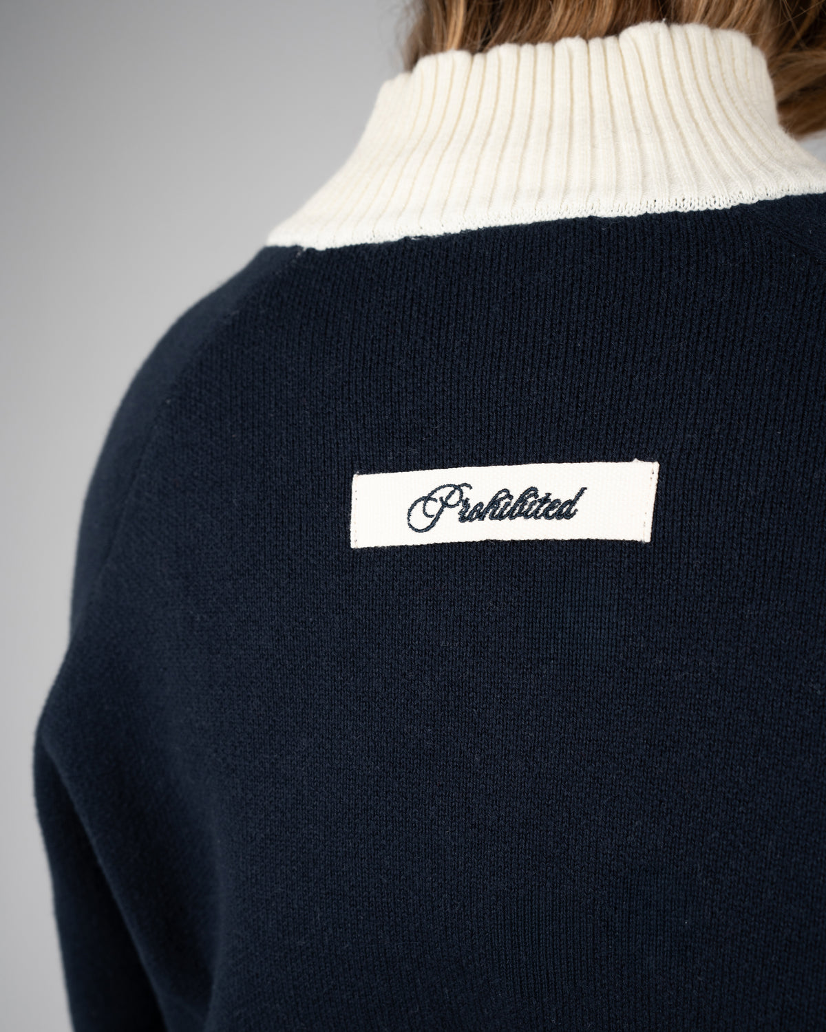 Prohibited: Letterman Knit Jacket - Navy