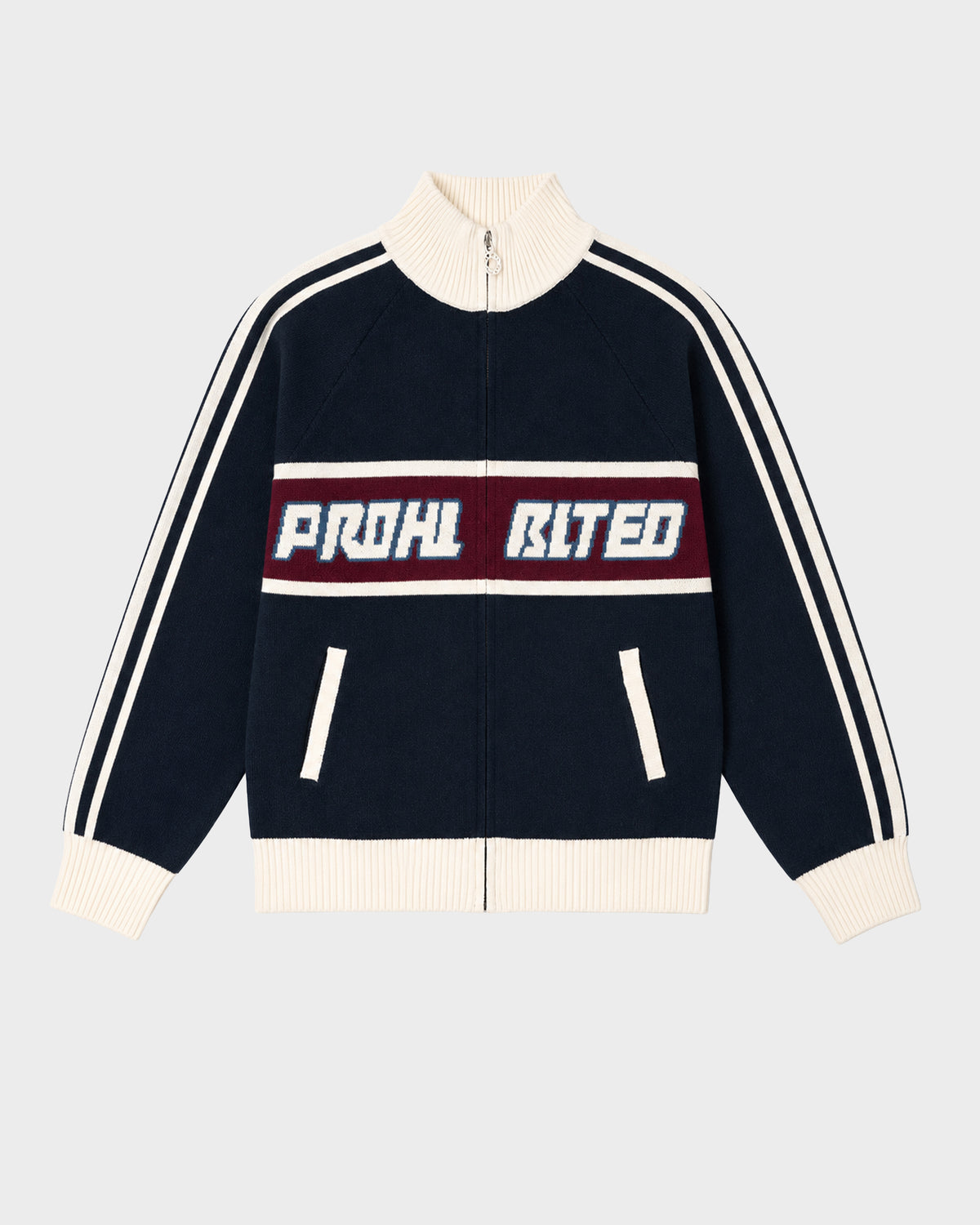 Prohibited: Letterman Knit Jacket - Navy