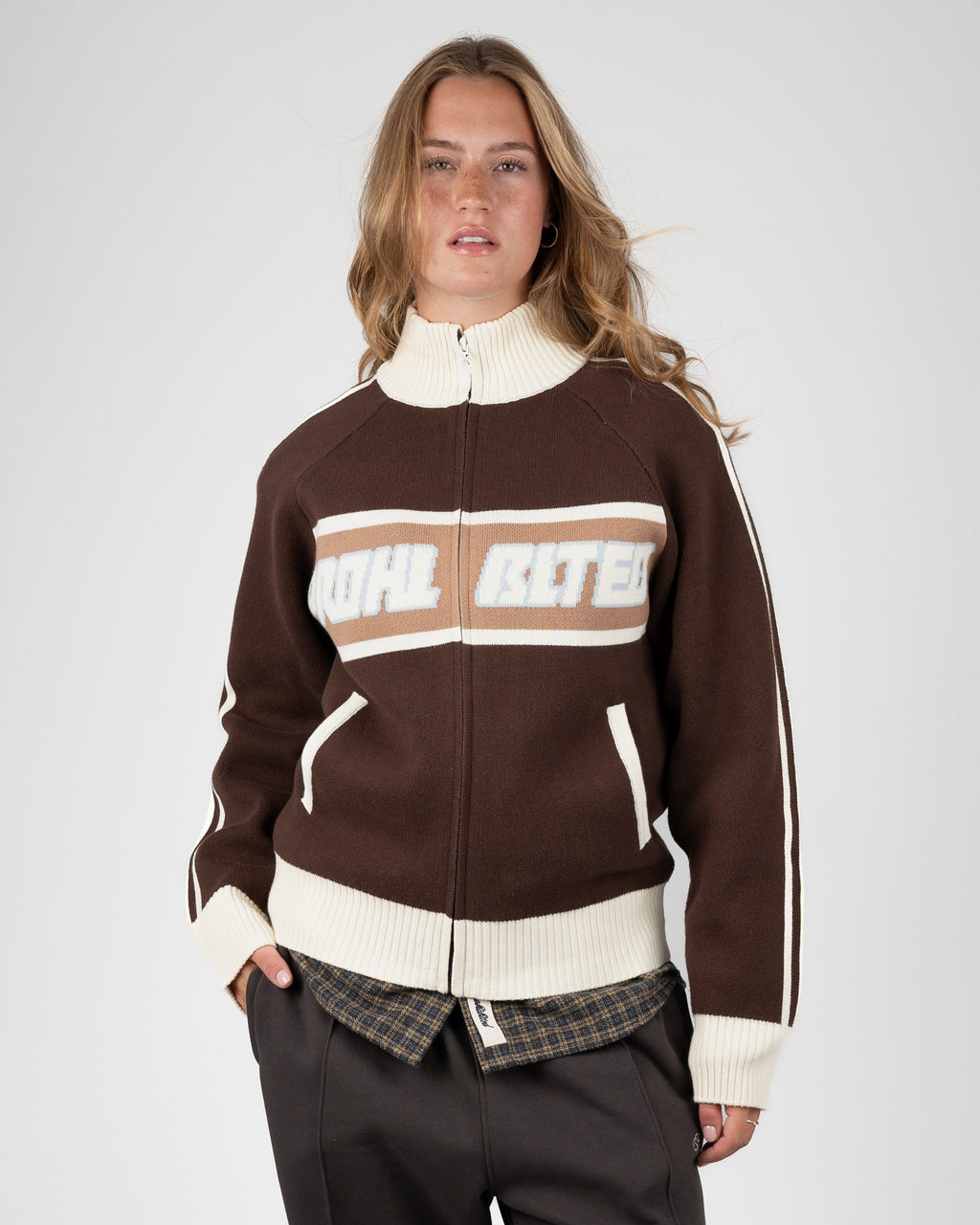 Prohibited: Letterman Knit Jacket - Brown