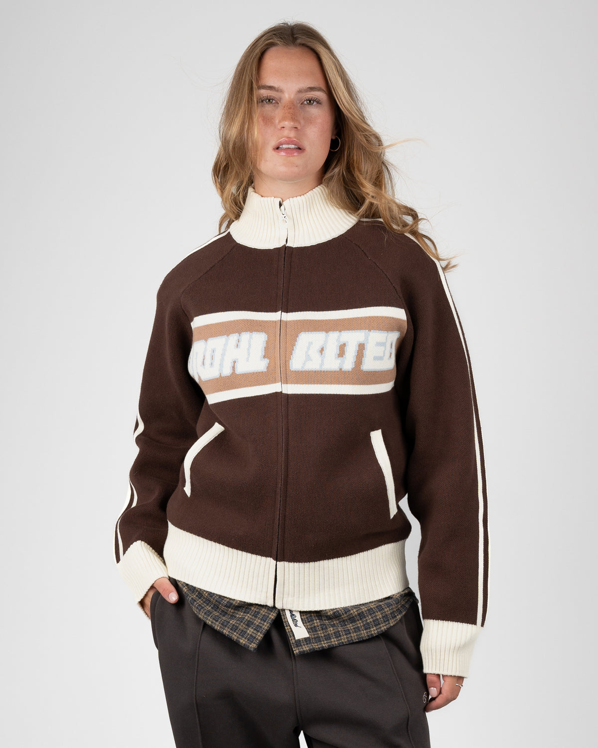 Prohibited: Letterman Knit Jacket - Brown