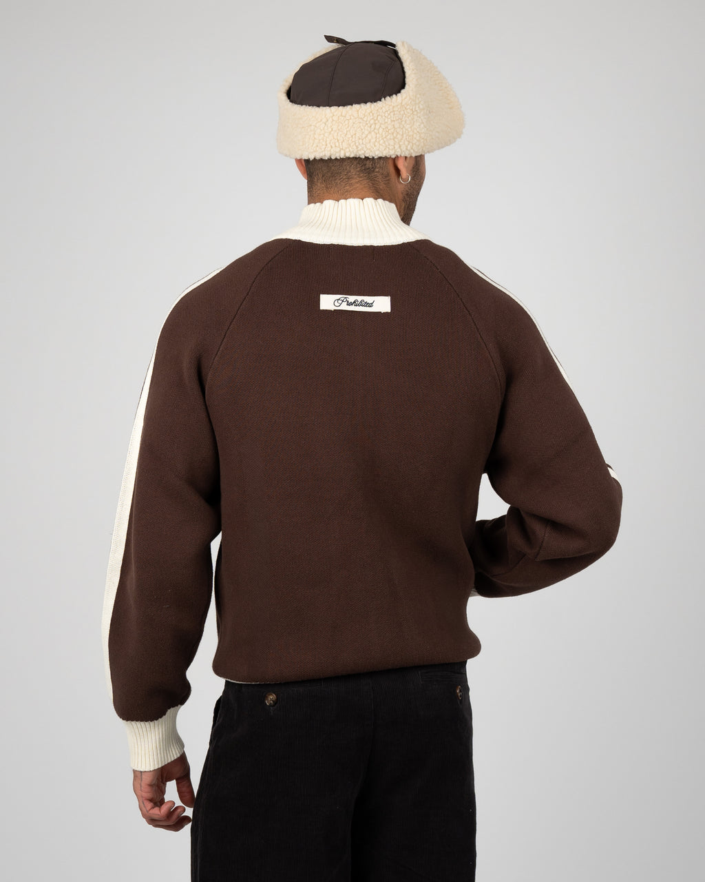Prohibited: Letterman Knit Jacket - Brown