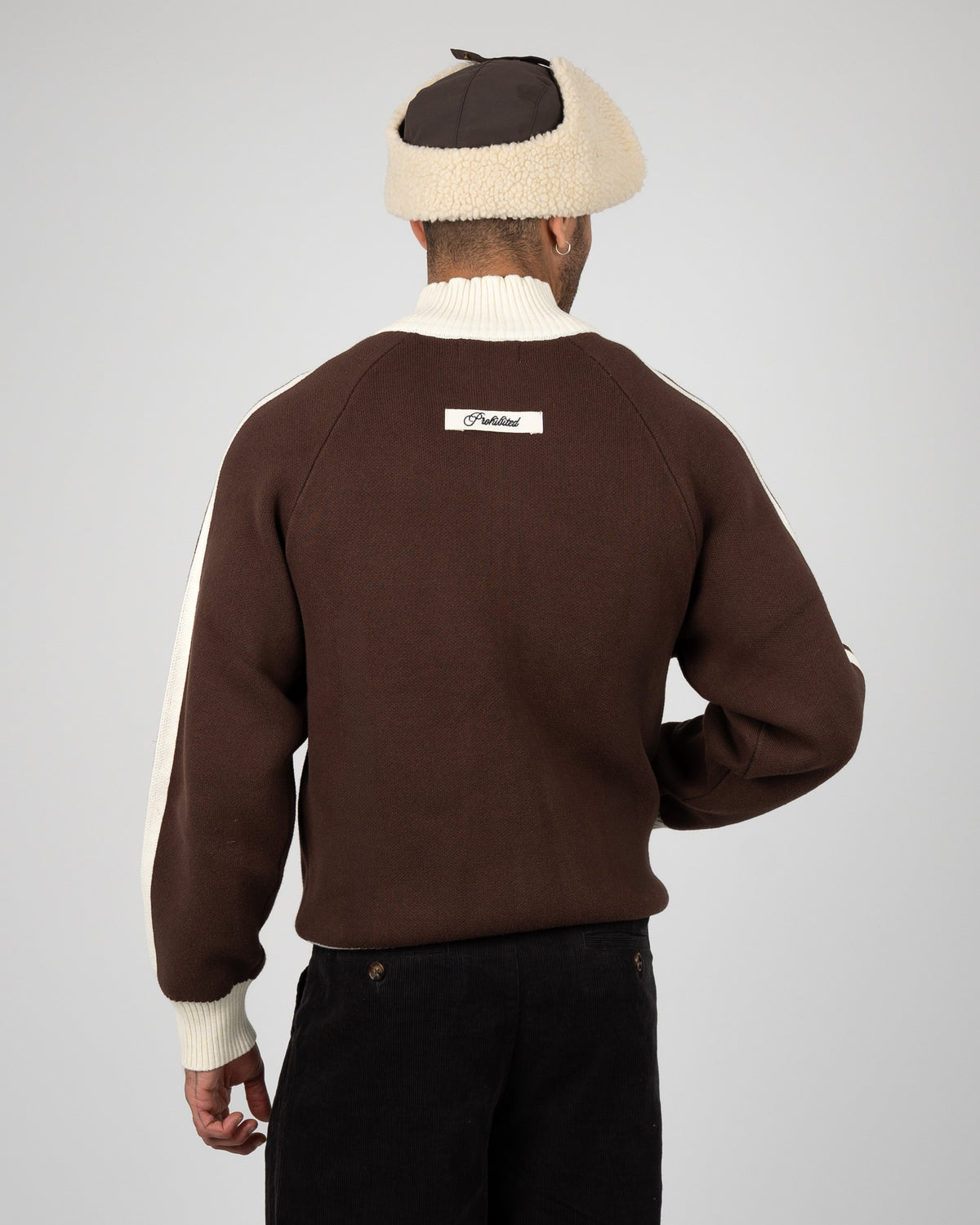 Prohibited: Letterman Knit Jacket - Brown