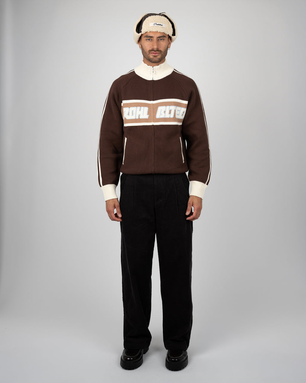 Prohibited: Letterman Knit Jacket - Brown