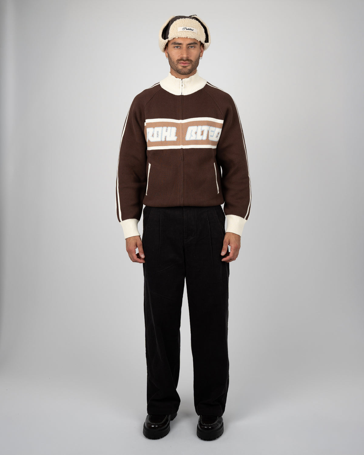 Prohibited: Letterman Knit Jacket - Brown
