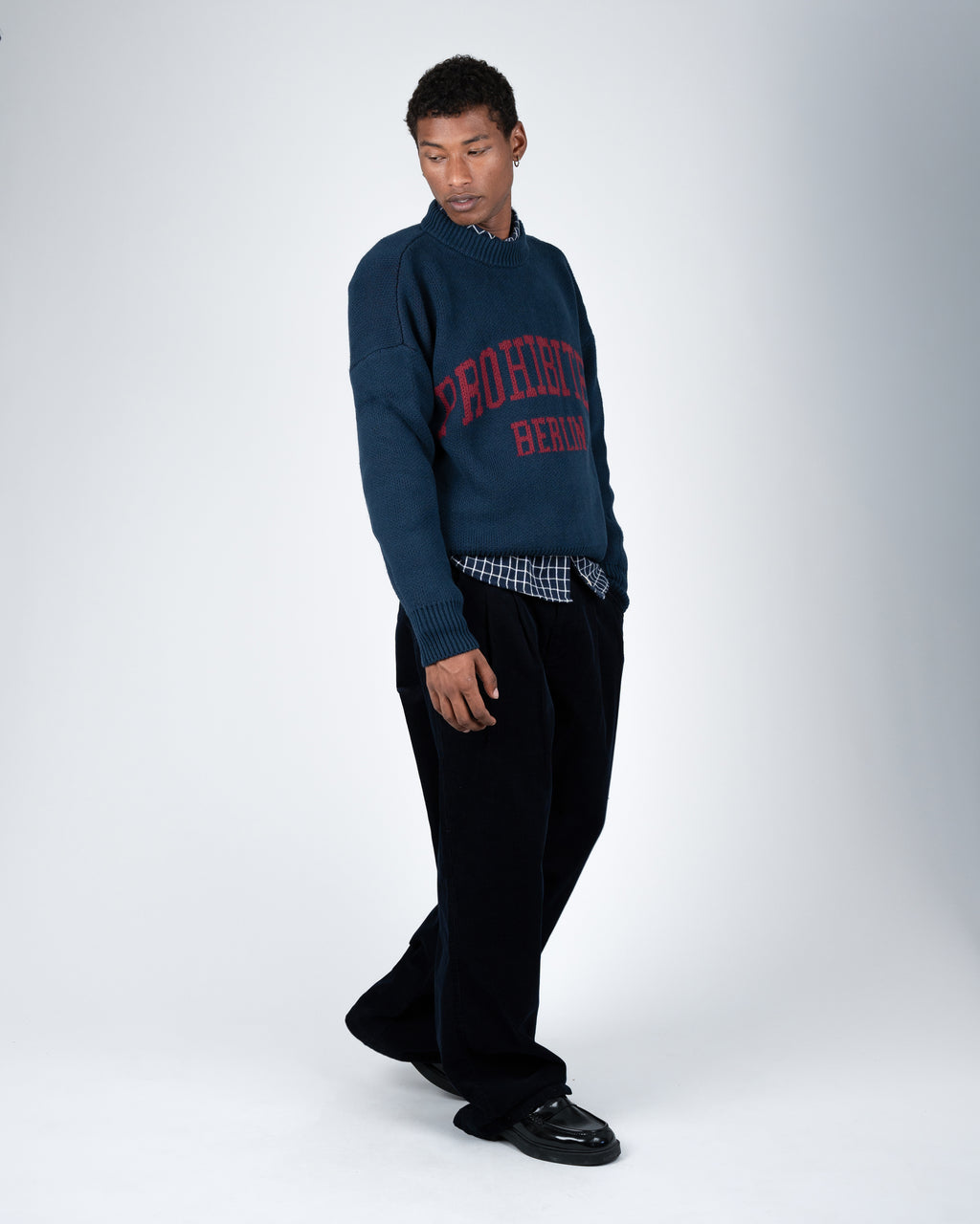 Prohibited: Varsity Knit Sweater - Navy