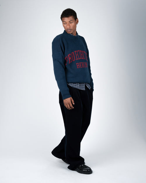Prohibited: Varsity Knit Sweater - Navy