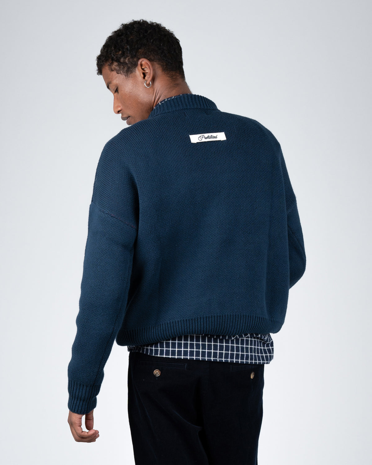 Prohibited: Varsity Knit Sweater - Navy