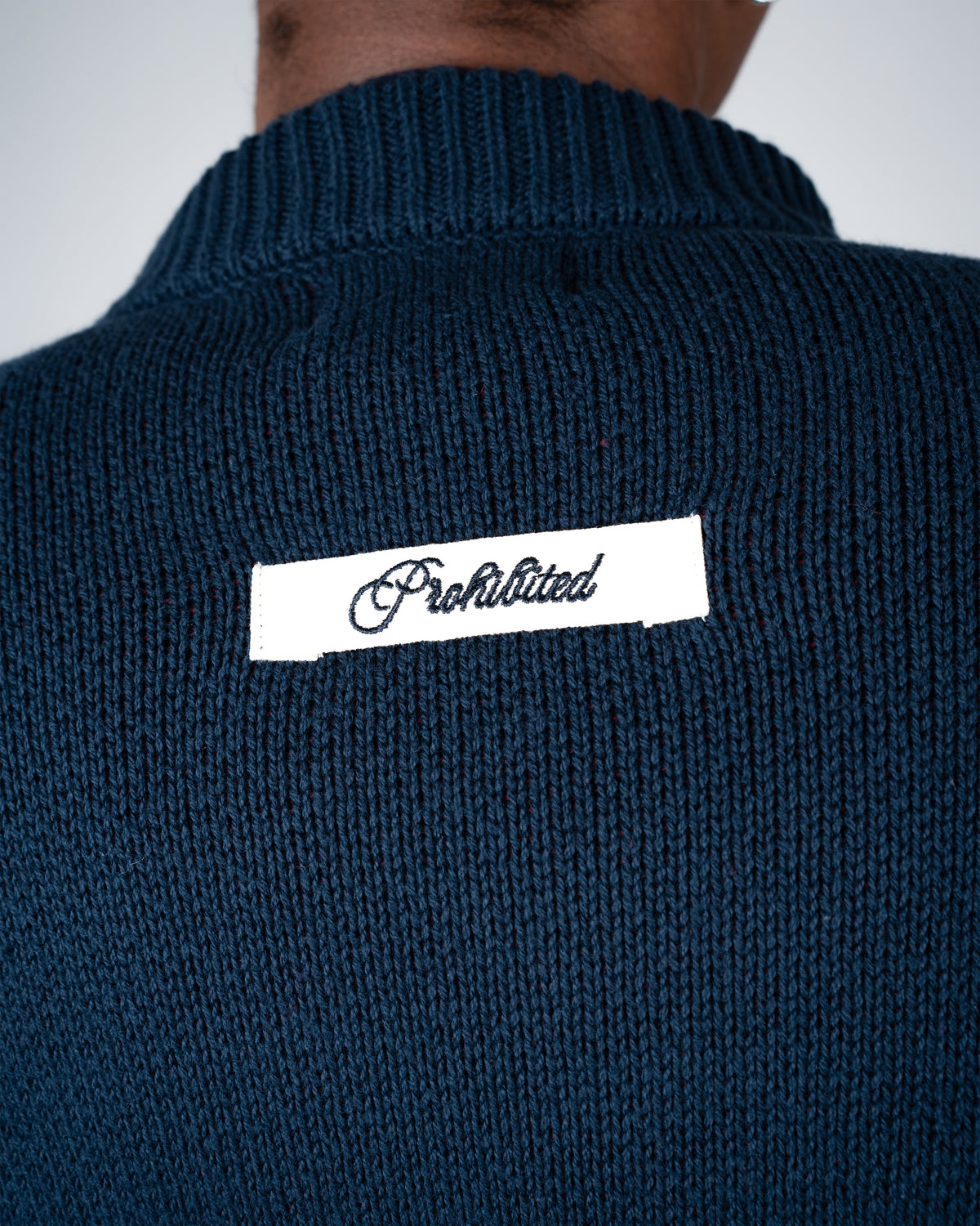 Prohibited: Varsity Knit Sweater - Navy