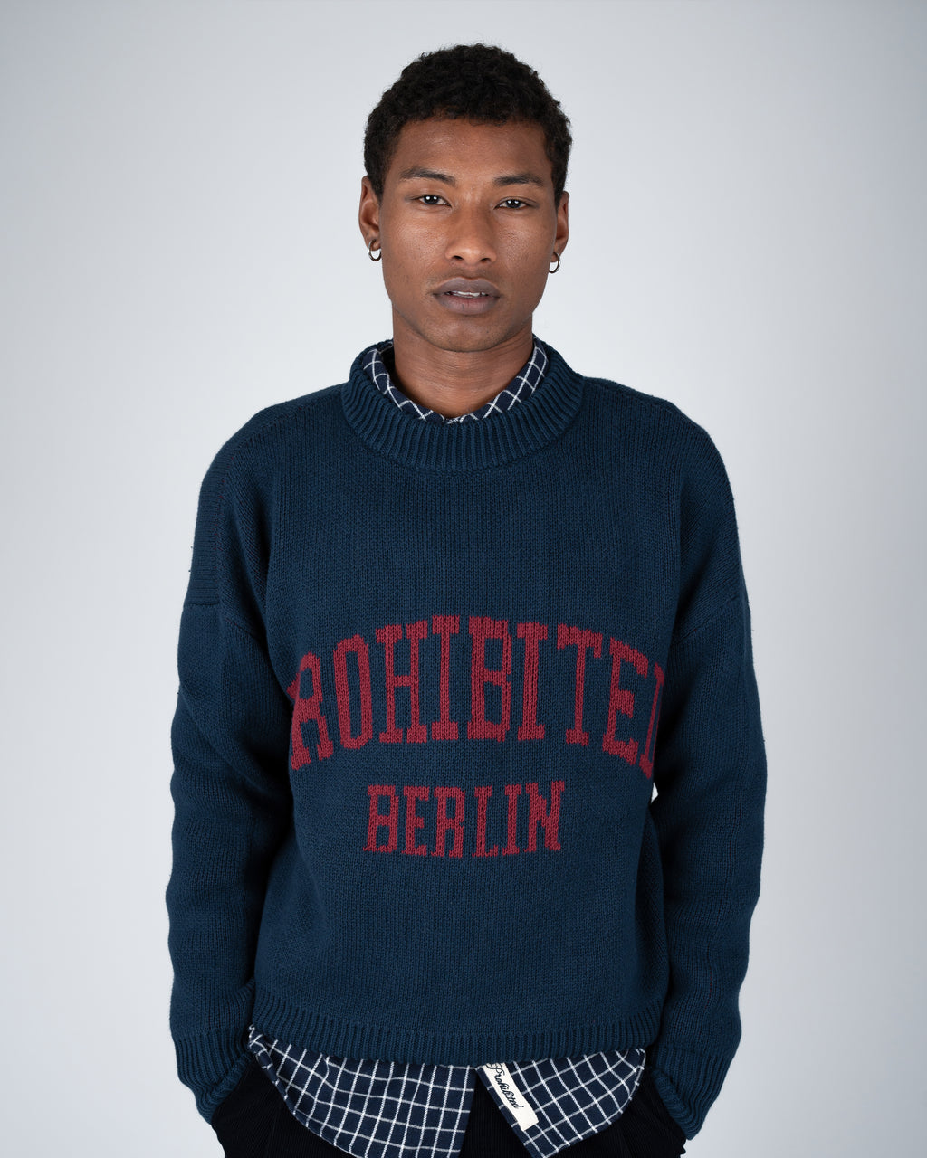 Prohibited: Varsity Knit Sweater - Navy