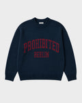 Prohibited: Varsity Knit Sweater - Navy