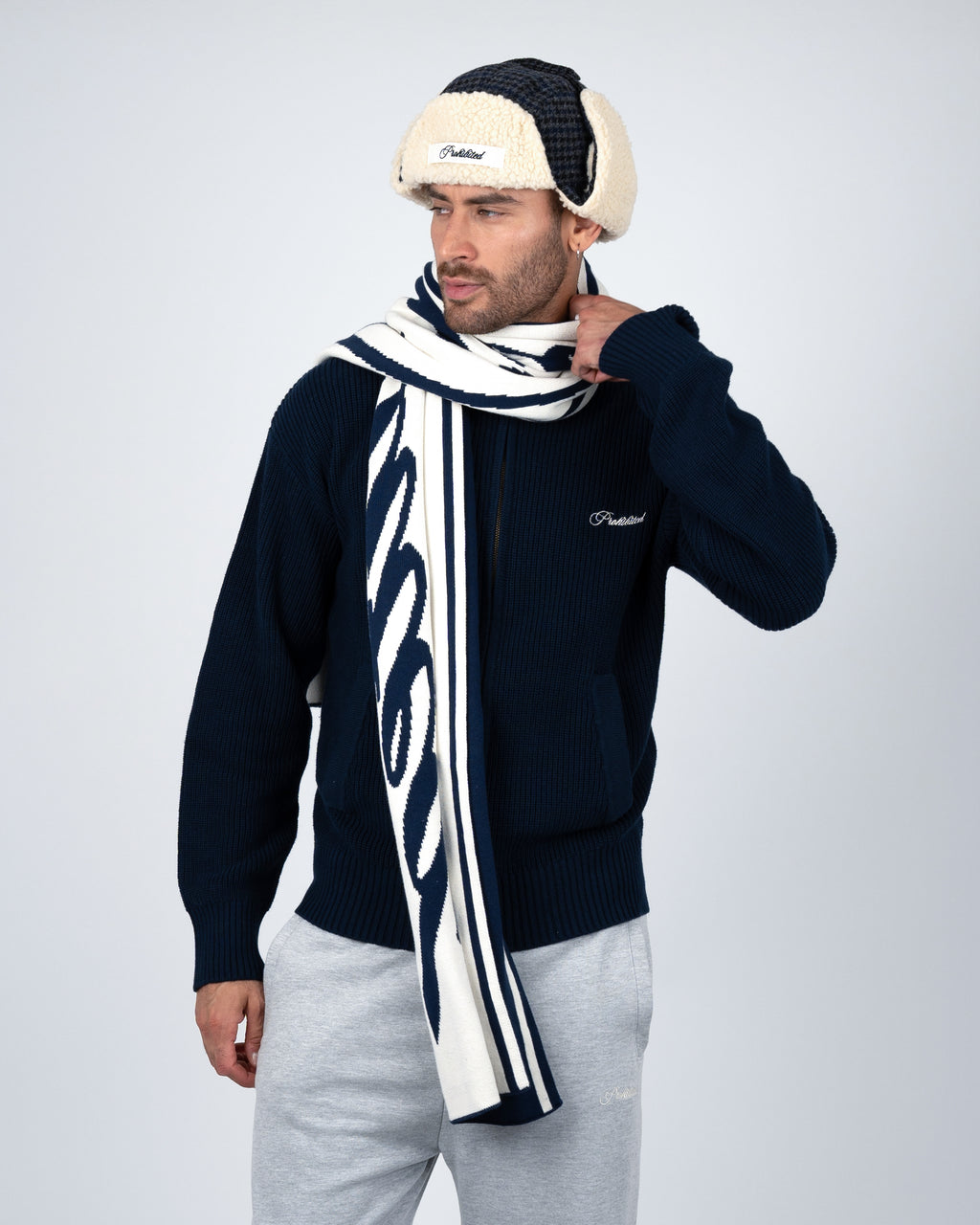 Prohibited: Back in the Days Knit Scarf - Navy