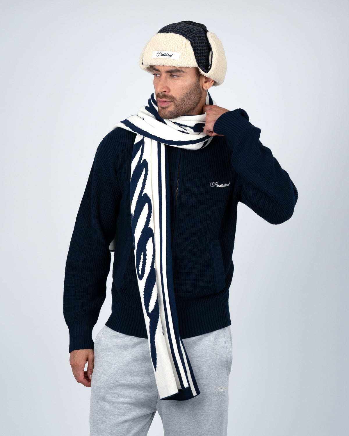 Prohibited: Back in the Days Knit Scarf - Navy