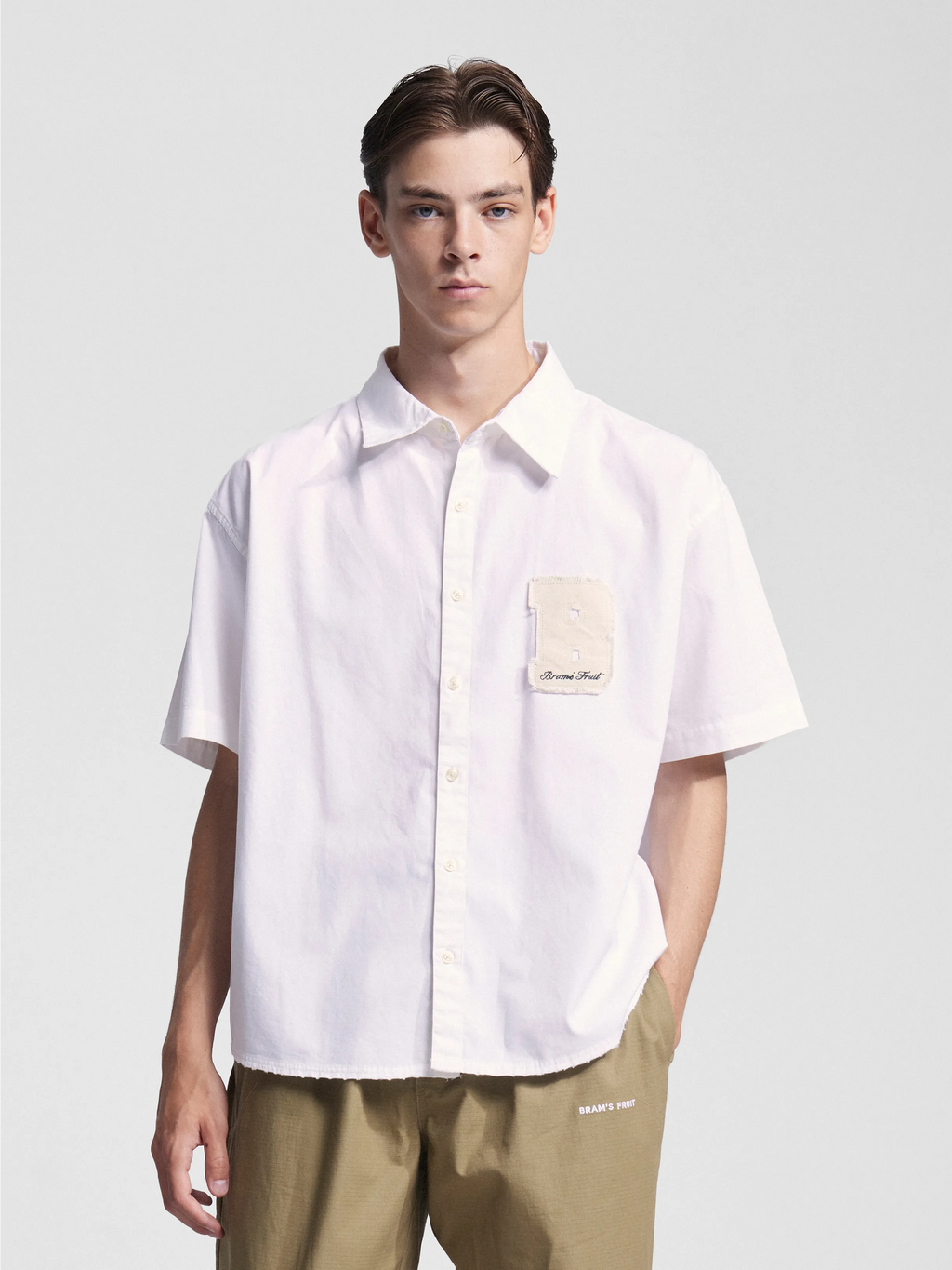 Bram's Fruit: Shortsleeve Varsity Shirt - White