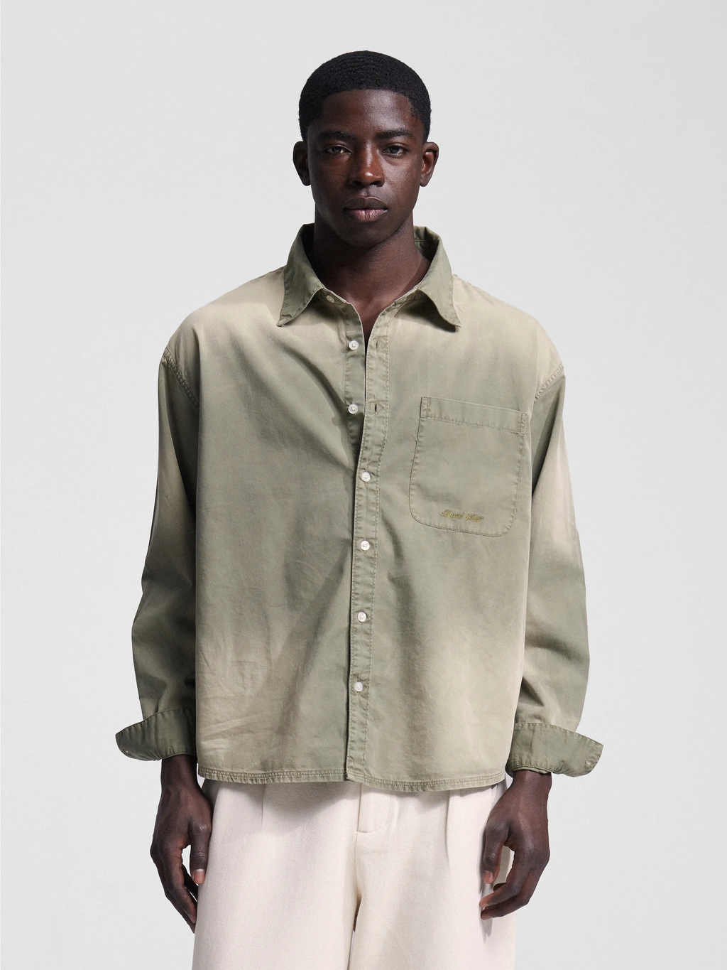 Bram's Fruit: Sun Faded Script logo Shirt - Green