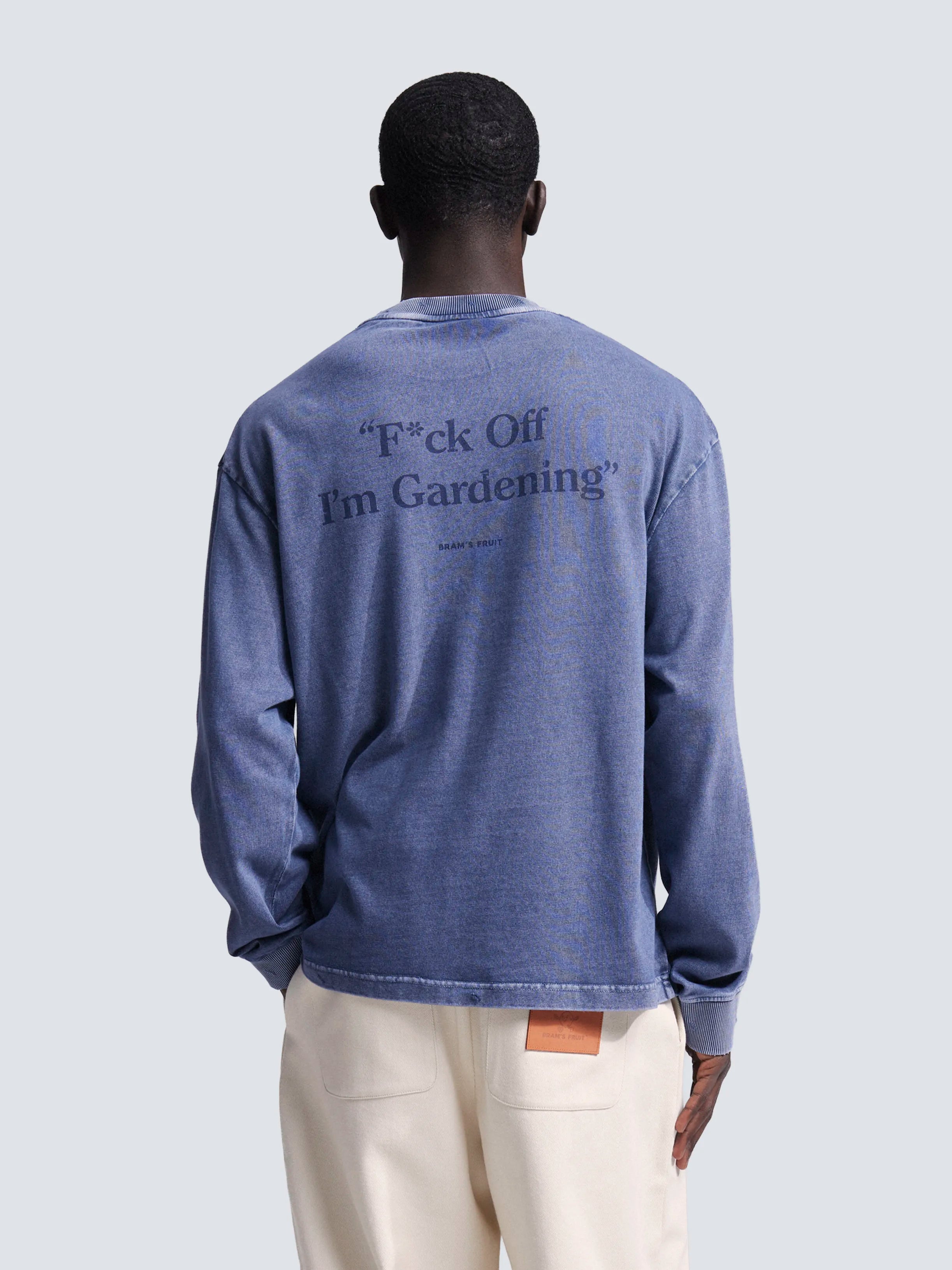 Bram's Fruit: Distressed F*ck Off I'm Gardening Longsleeve - Washed Midnight Blue