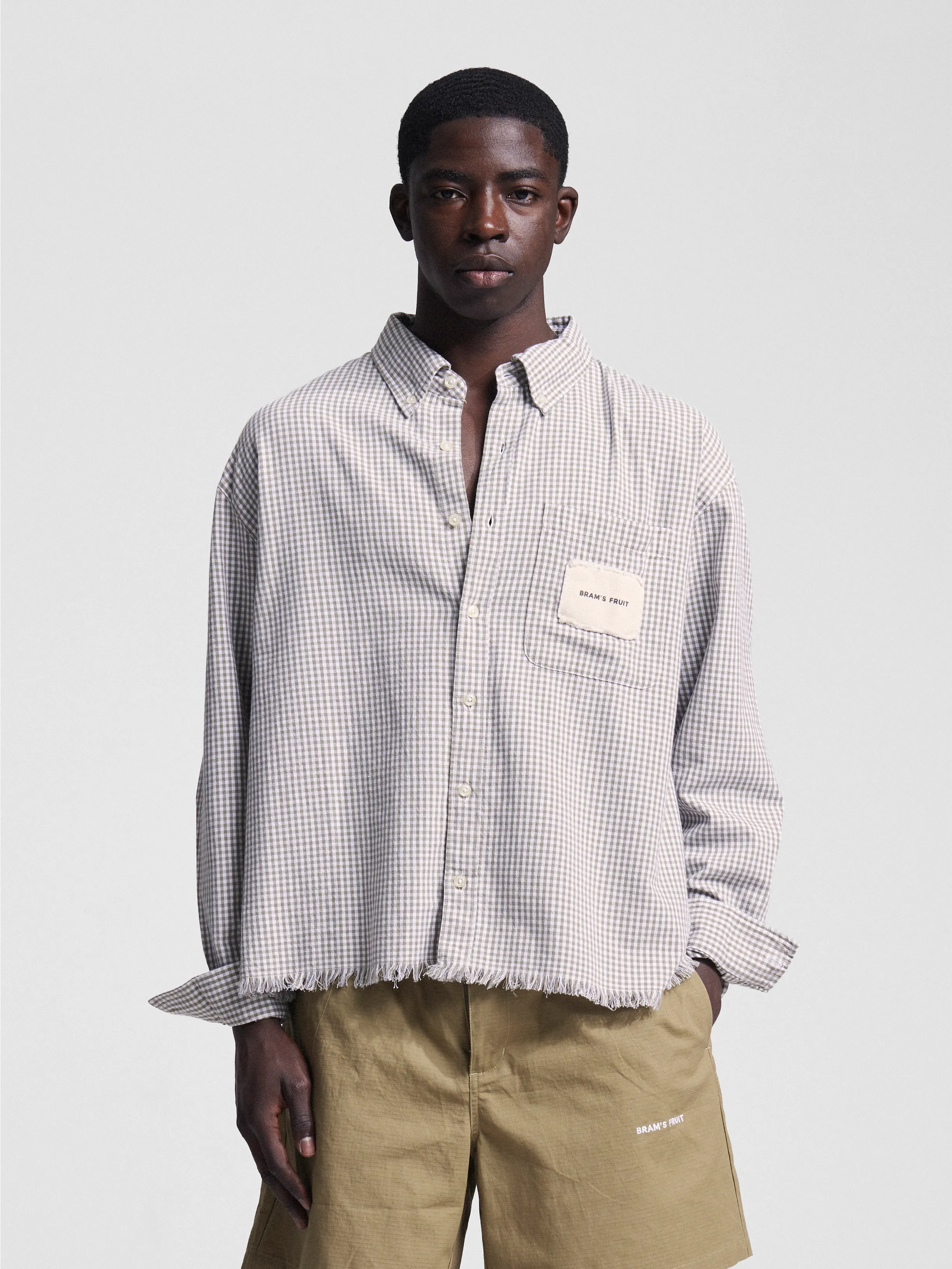 Bram's Fruit: Distressed Farmer's Shirt LS - Olive Green