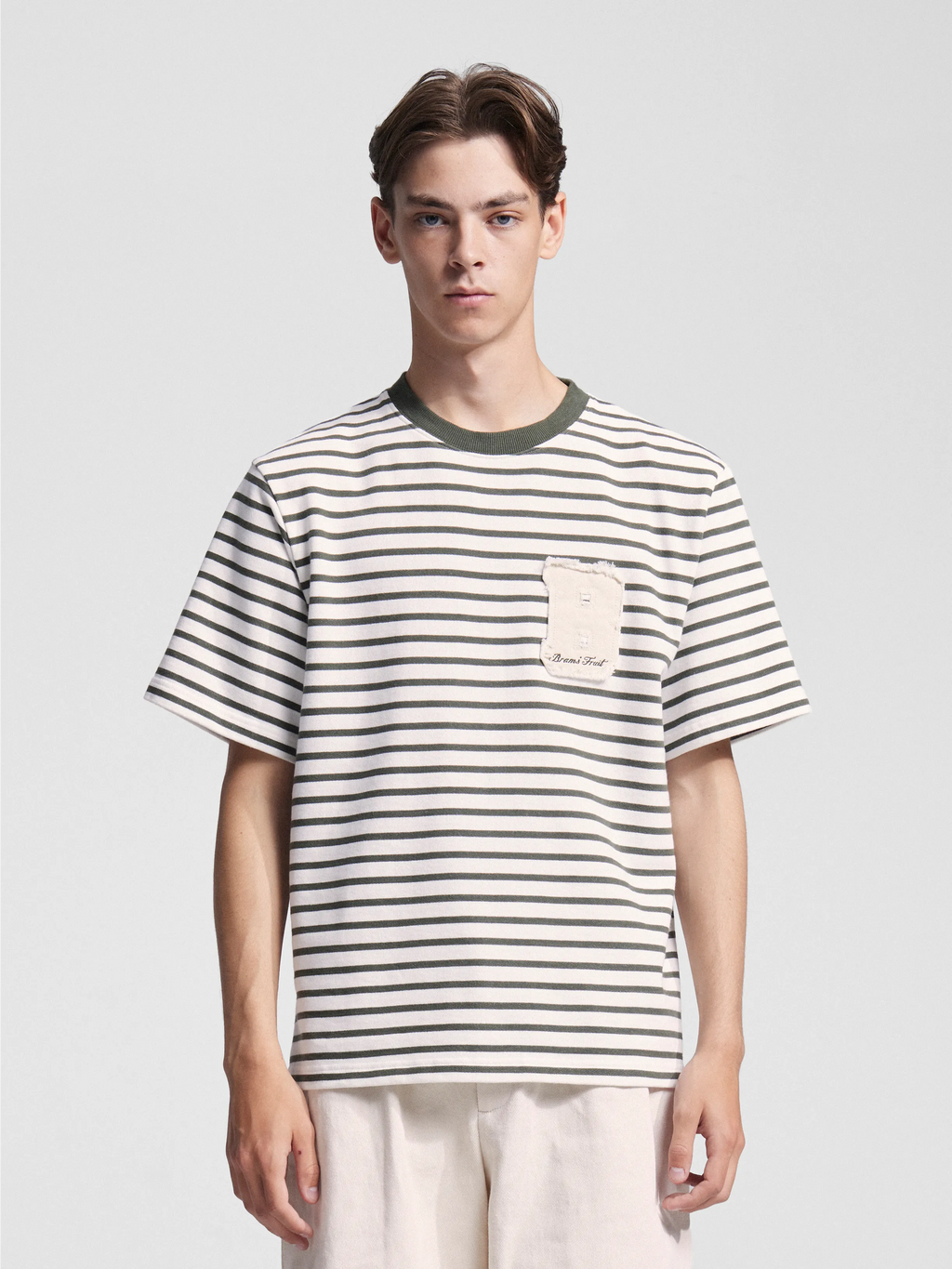 Bram's Fruit: Varsity Striped T-shirt - Olive Green