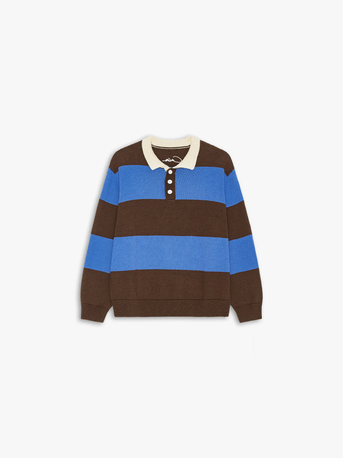 C_ALM: Knitted Rugby Polo - Blue/Brown