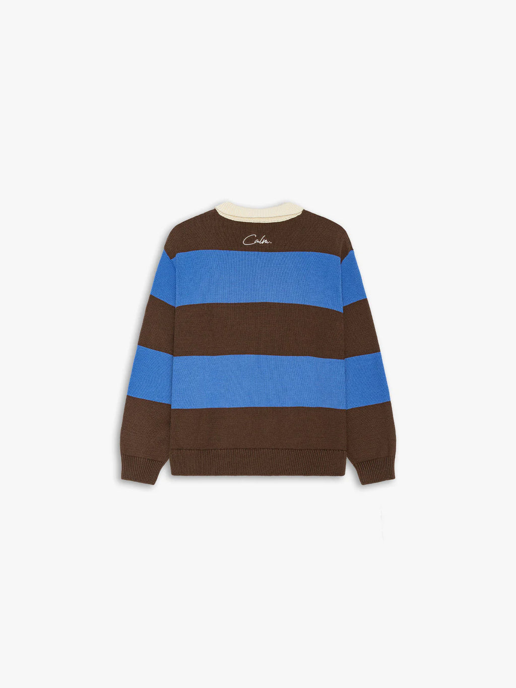 C_ALM: Knitted Rugby Polo - Blue/Brown