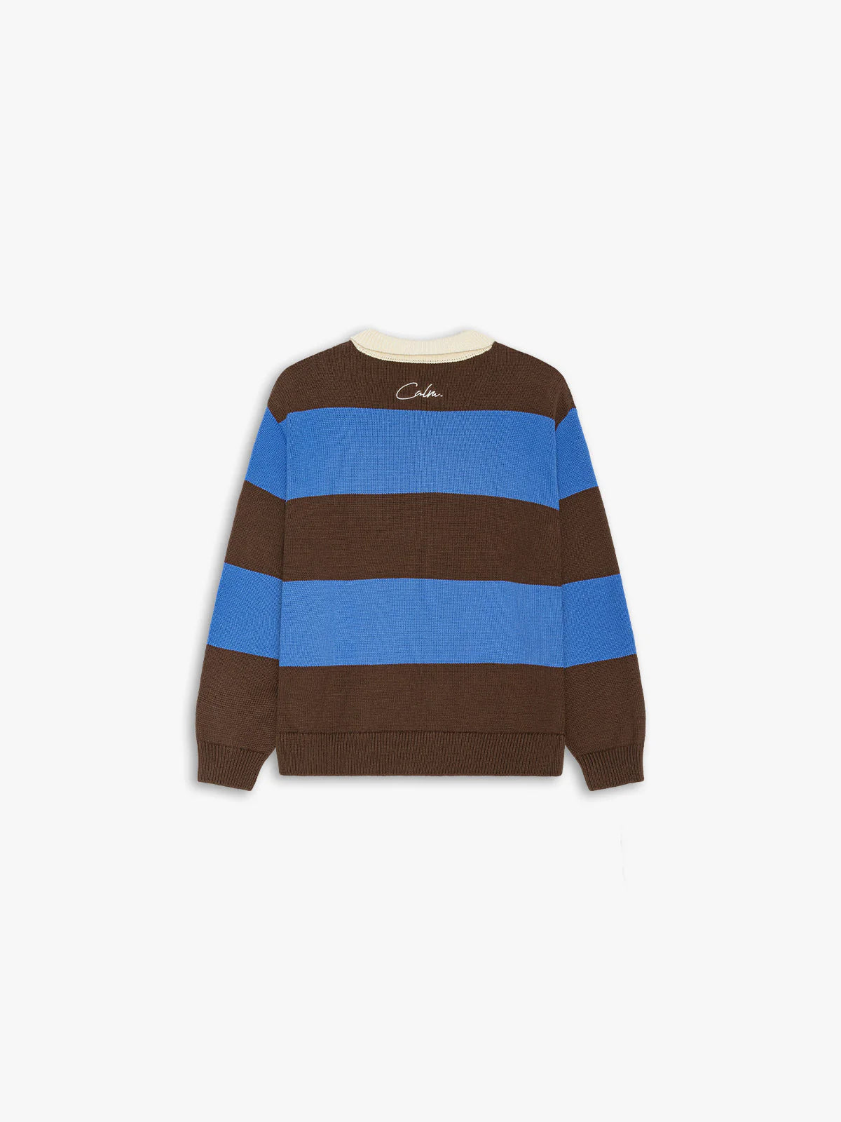 C_ALM: Knitted Rugby Polo - Blue/Brown