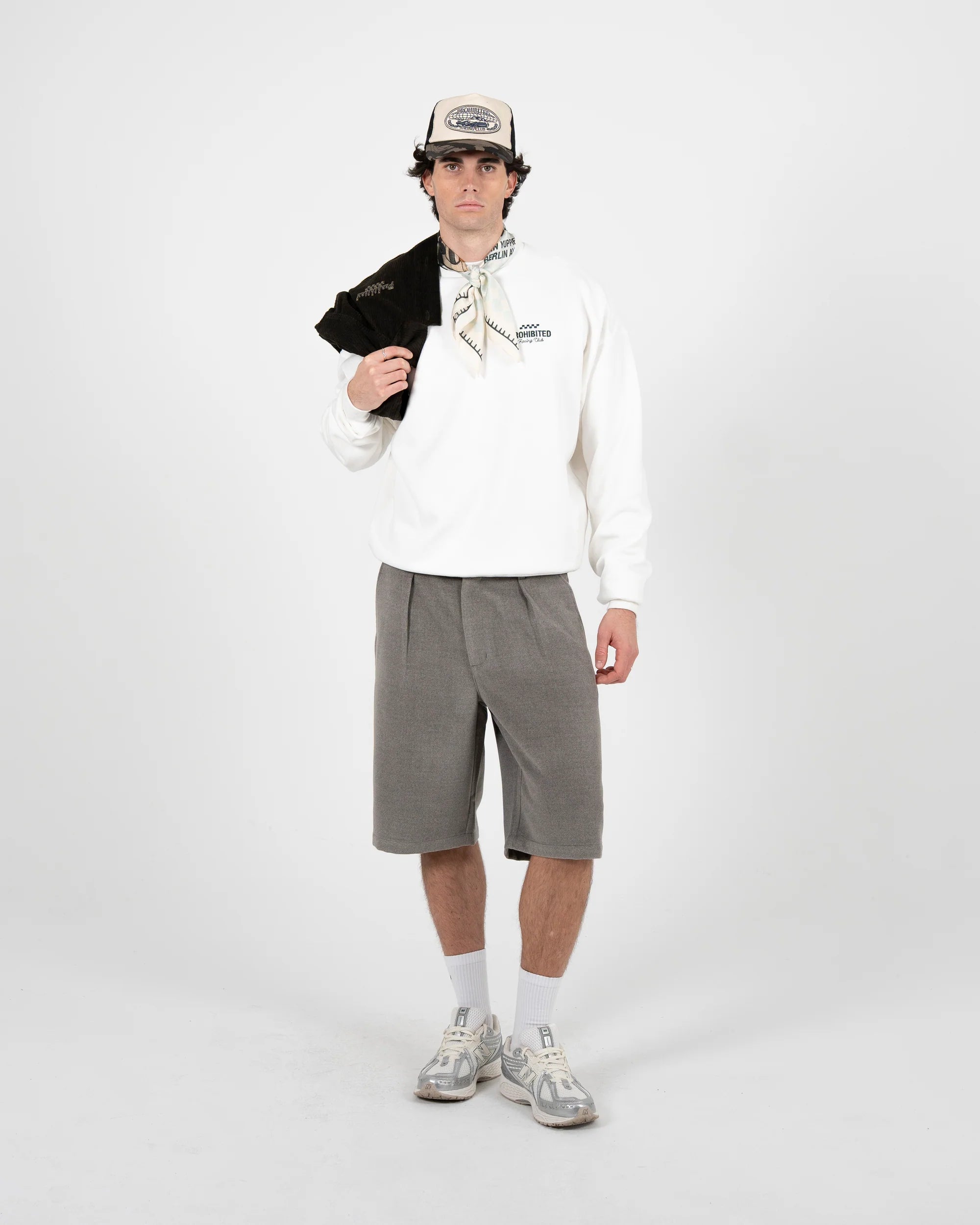 Prohibited: Podium Double Pleated Shorts Grey