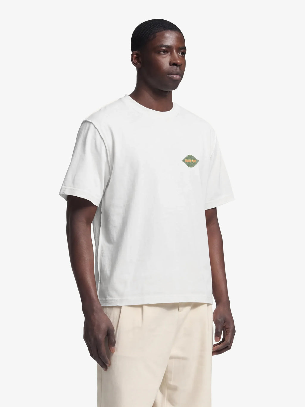 Bram's Fruit: Distressed Leaf Tee- Off-White